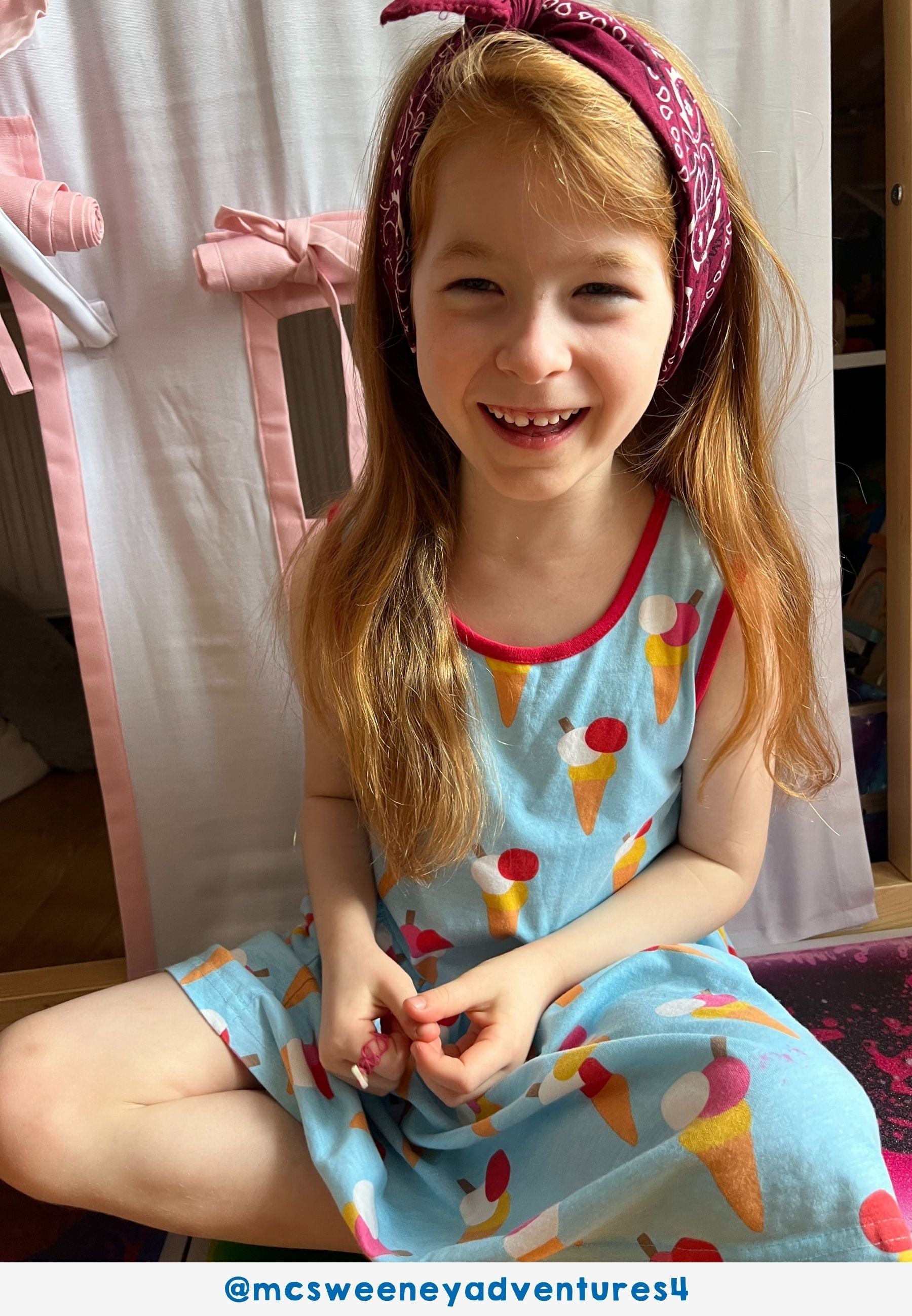 Organic Ice Cream Cones Print Summer Dress for Kids