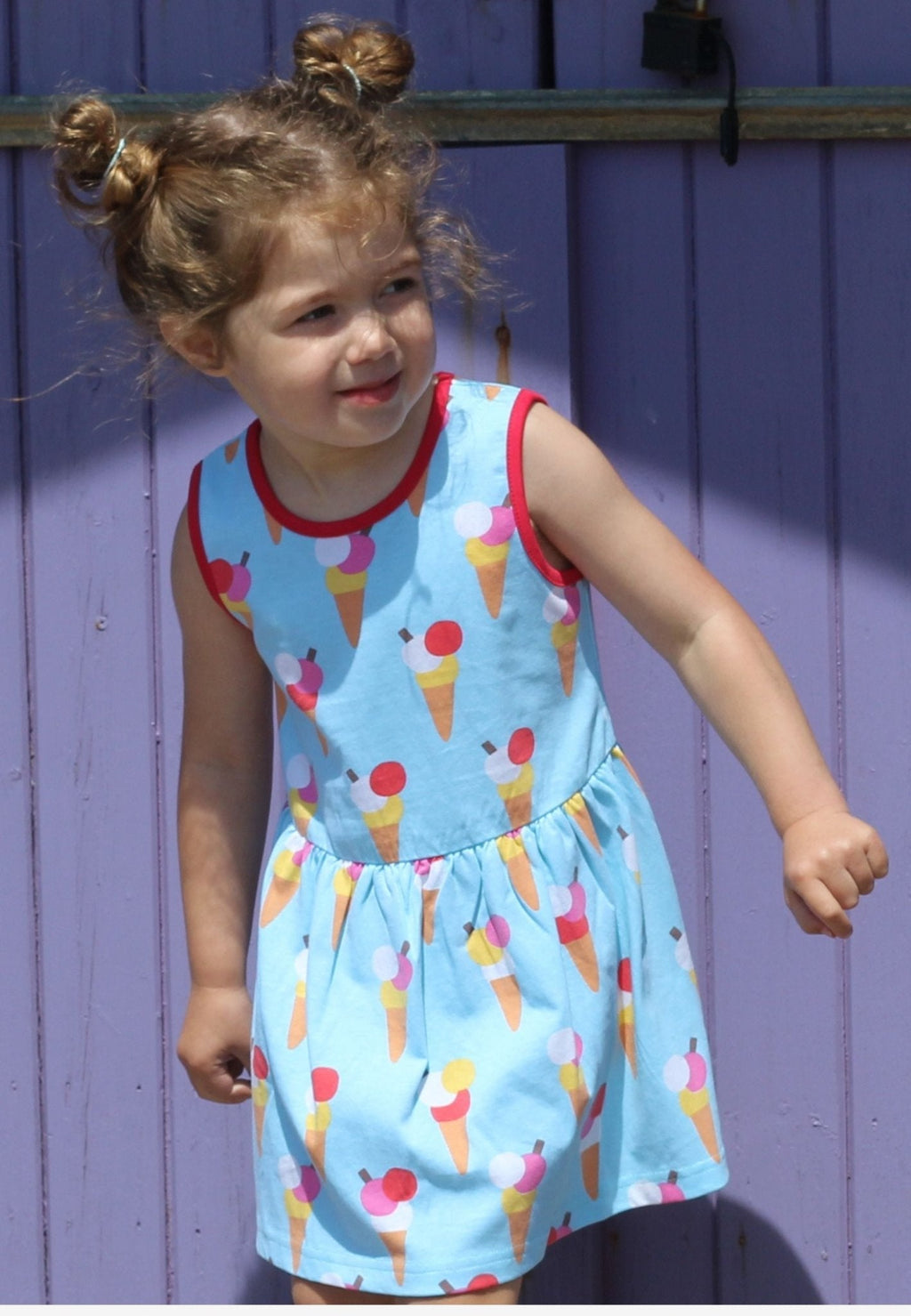 Organic Ice Cream Cones Print Summer Dress for Kids