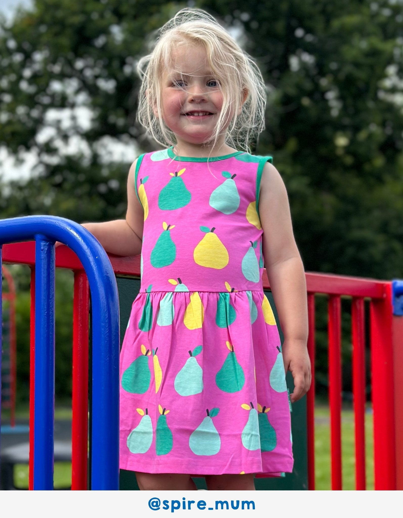 Organic Pear Print Summer Dress for Girls