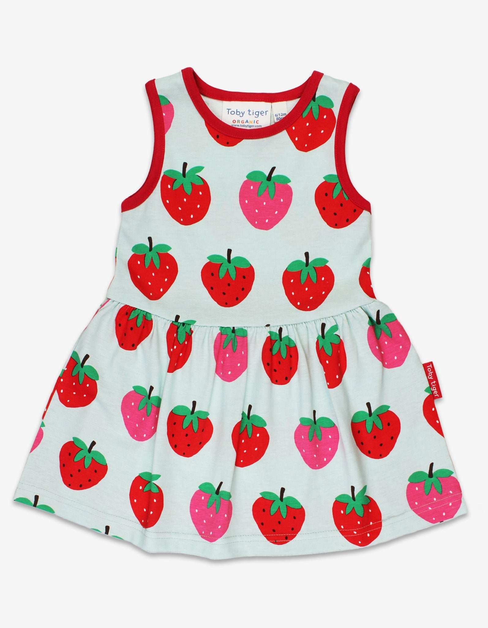 Organic Strawberry Print Summer Dress for Kids