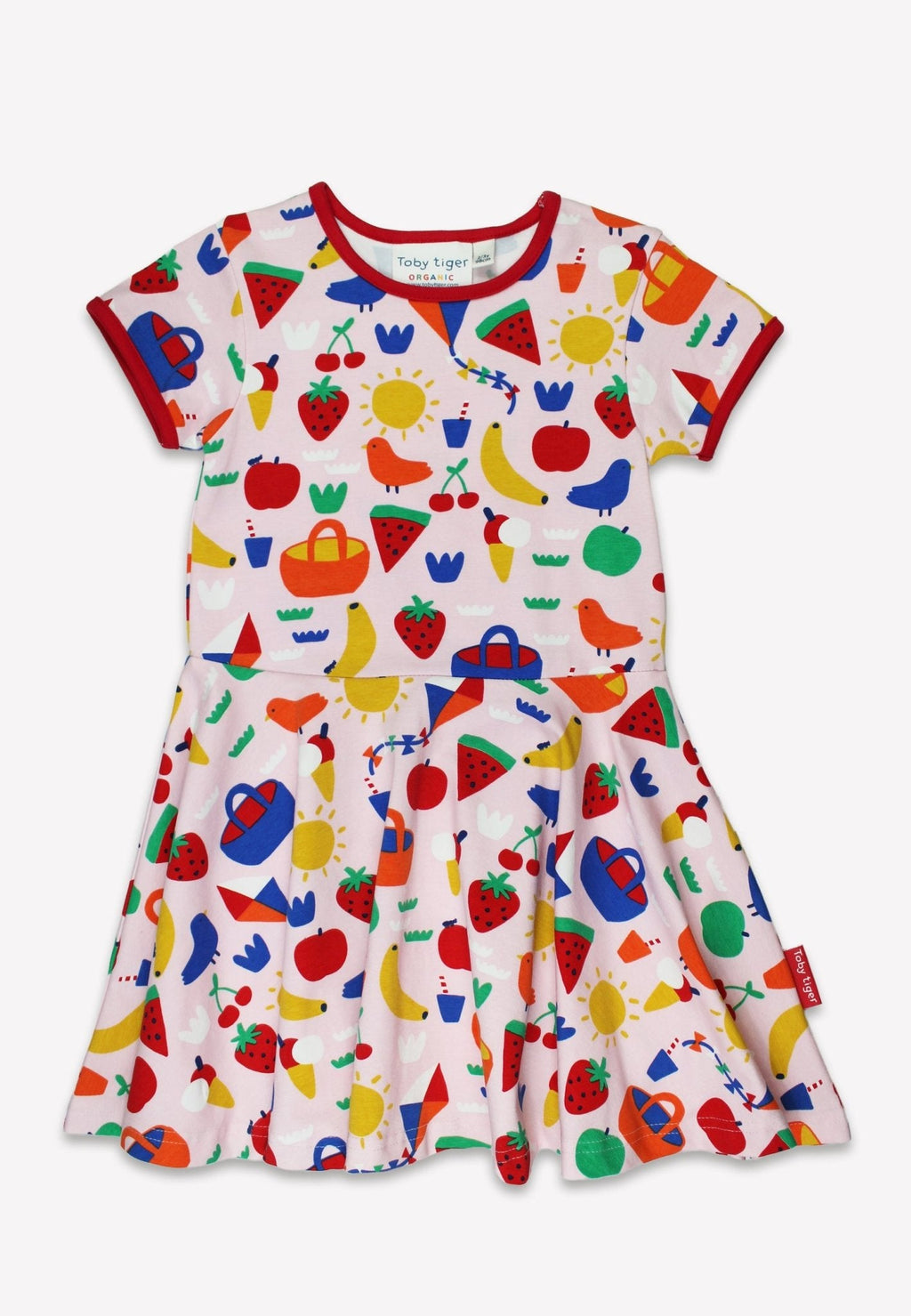 Organic Picnic Print Short Sleeved Skater Dress