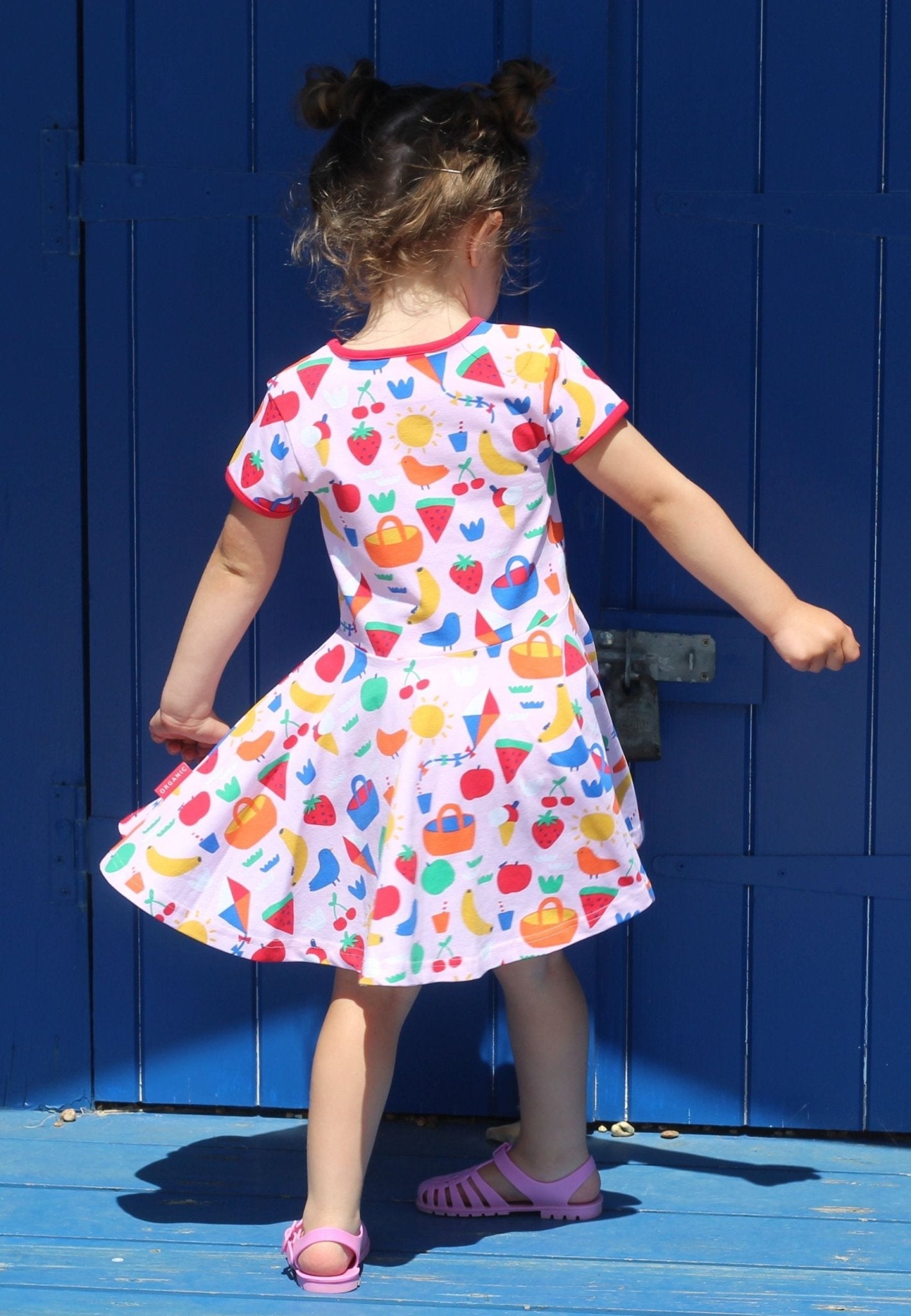 Organic Picnic Print Short Sleeved Skater Dress