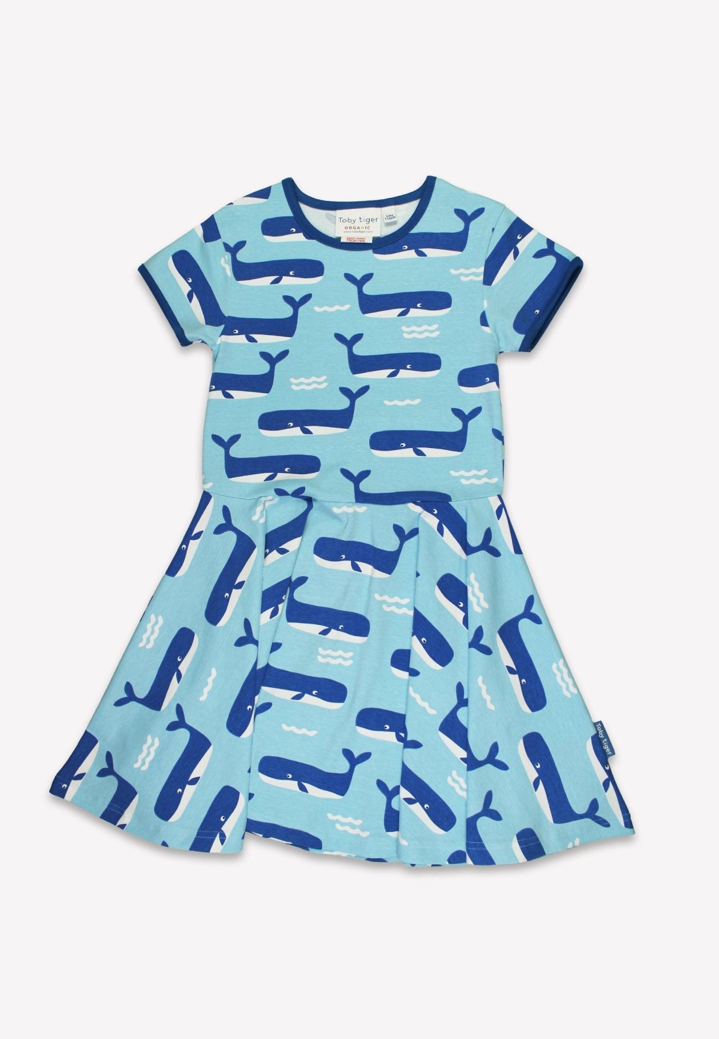 Organic Whale Waves Print Skater Dress for Kids