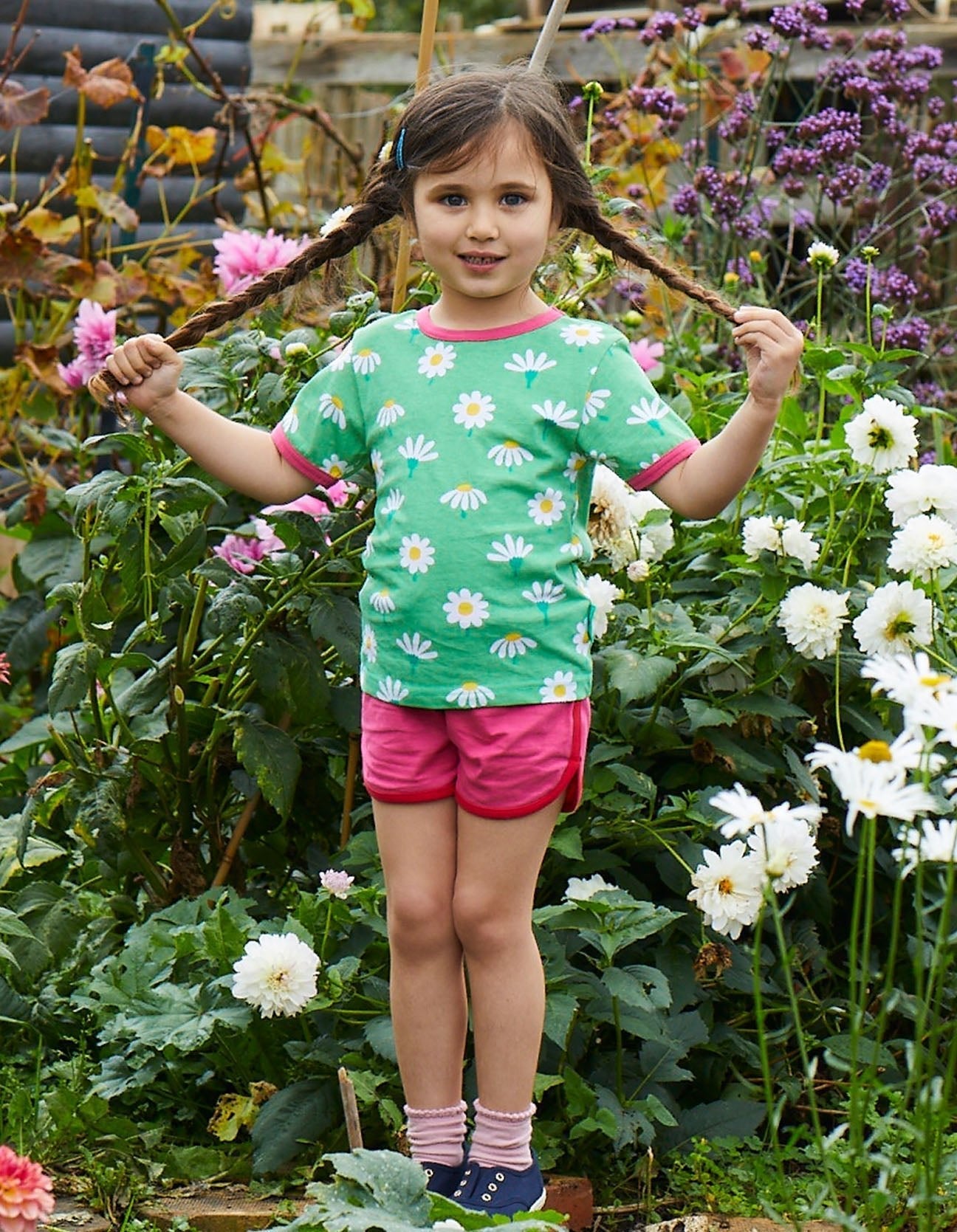 Organic Daisy Print Short Sleeve T Shirt