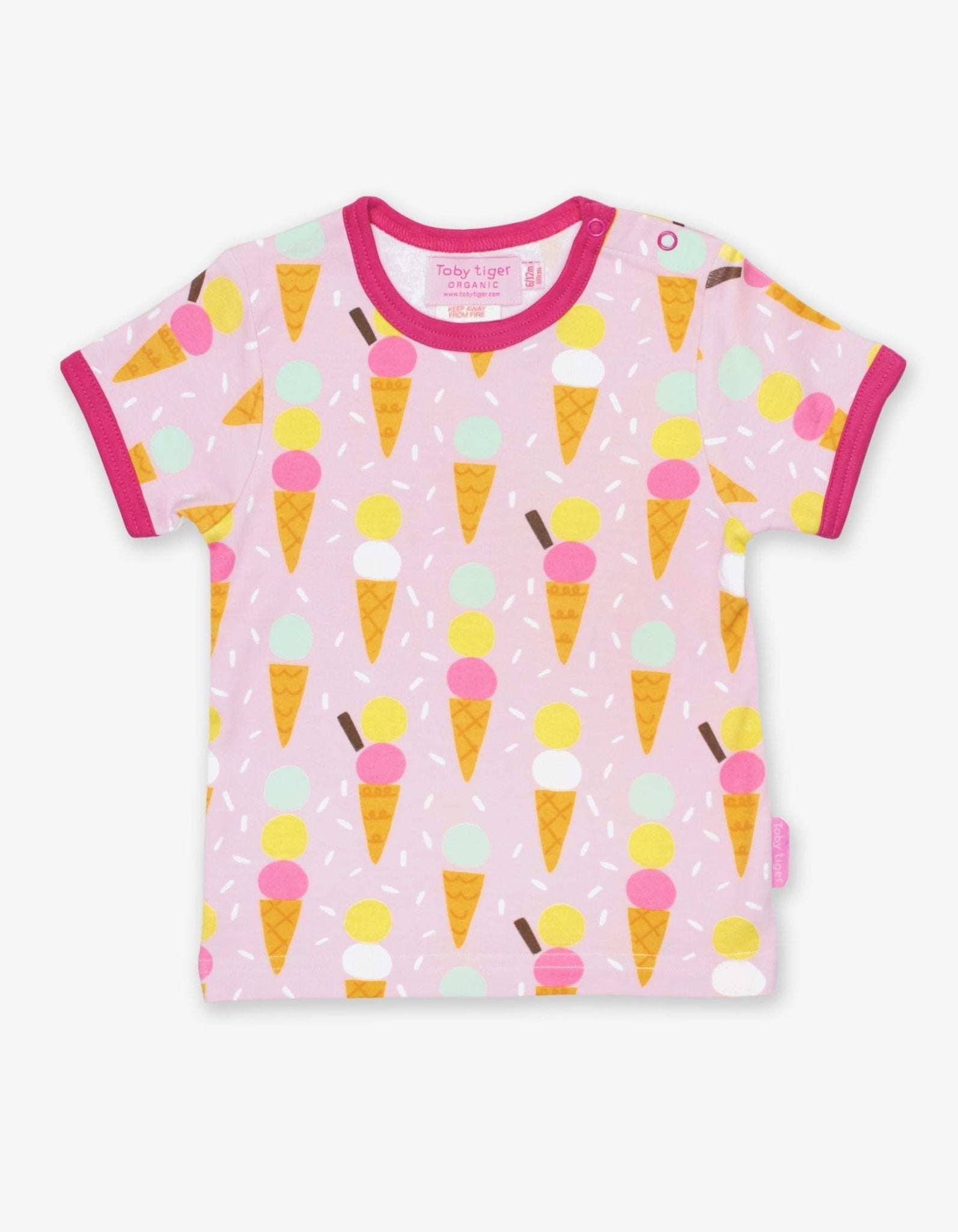 Organic Ice Cream Print Short Sleeved T Shirt for Kids