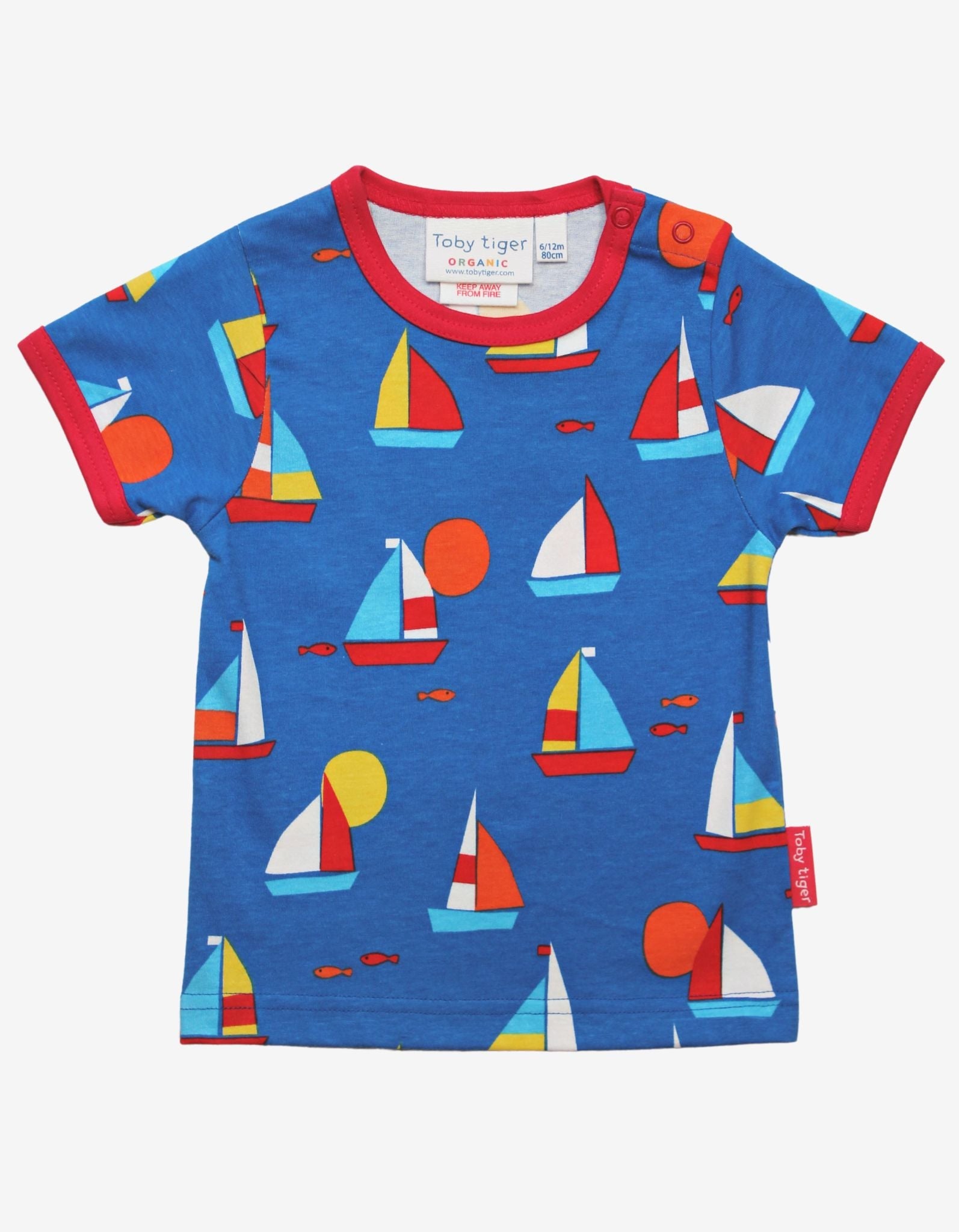 Organic Sailboat Print Short Sleeved T Shirt for Kids