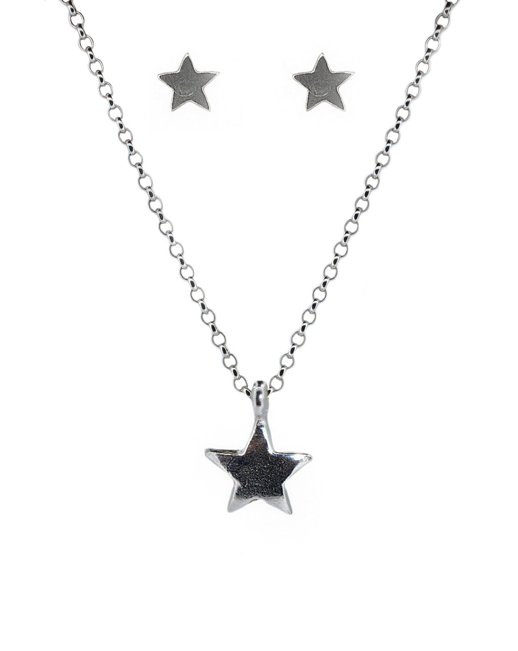 Star Necklace and Earrings Set in Recycled Sterling Silver