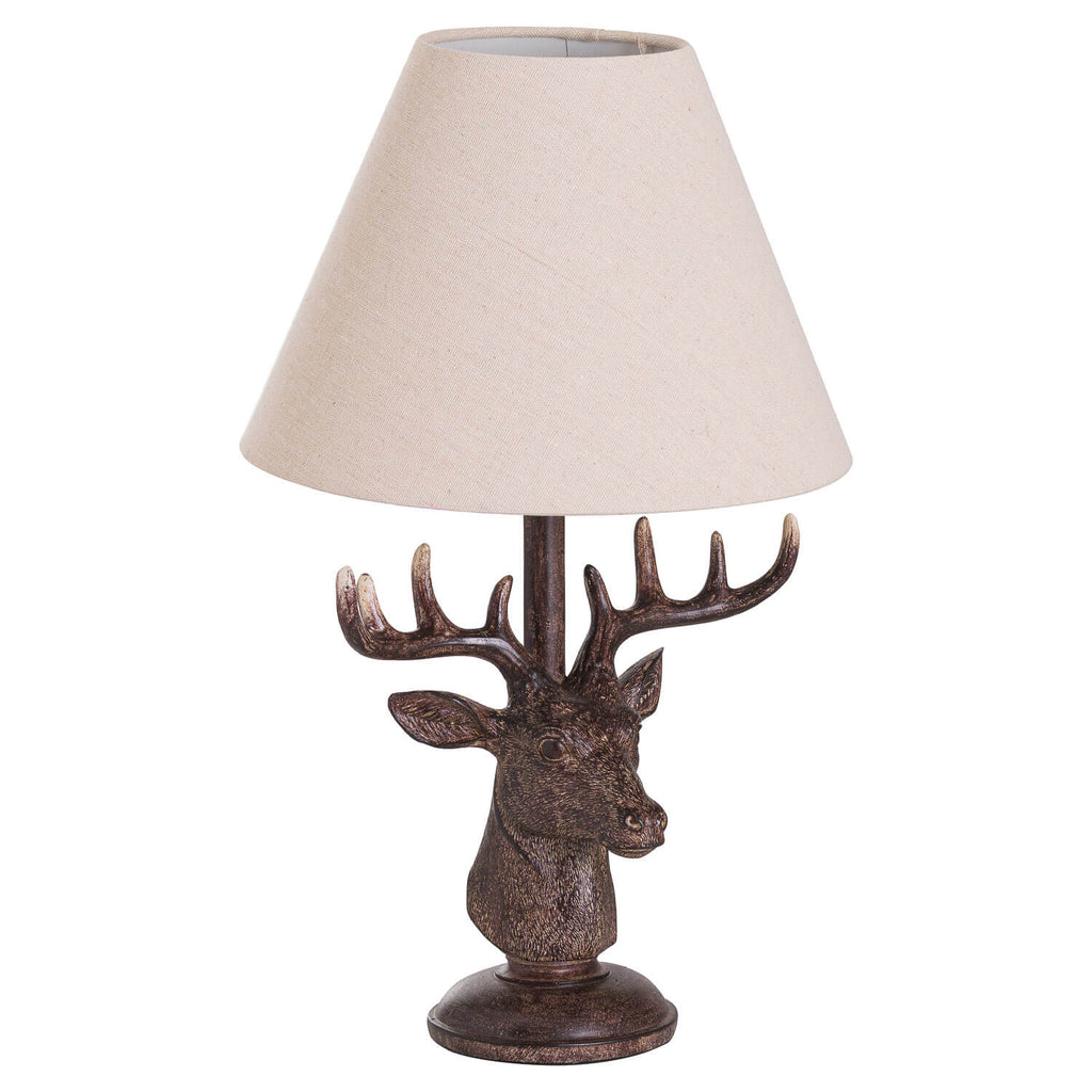 Stag Table Lamp with Linen Shade