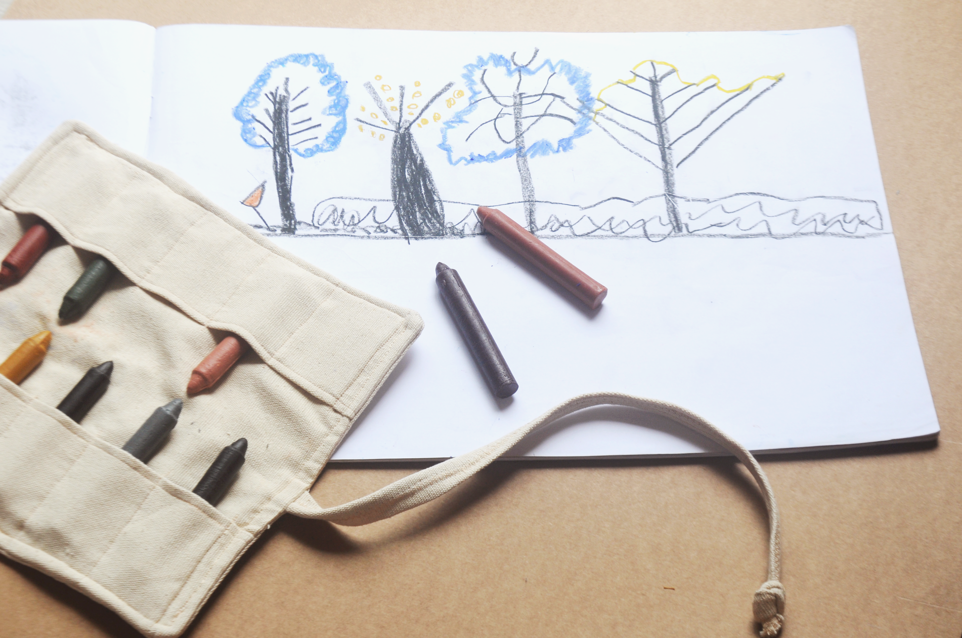 Natural Beeswax Crayons Artist Roll Set of 10