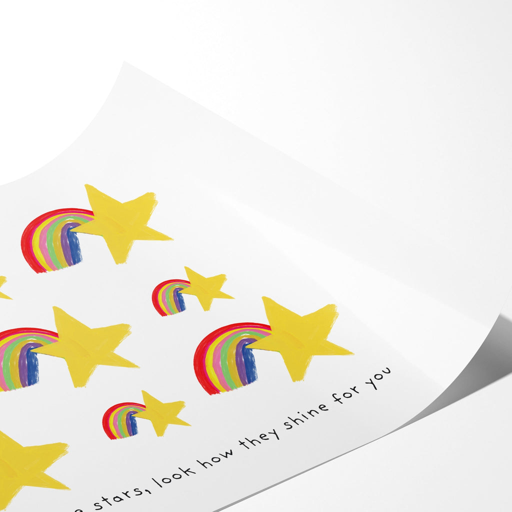 Stars and Rainbows Positive Art Print for Kids