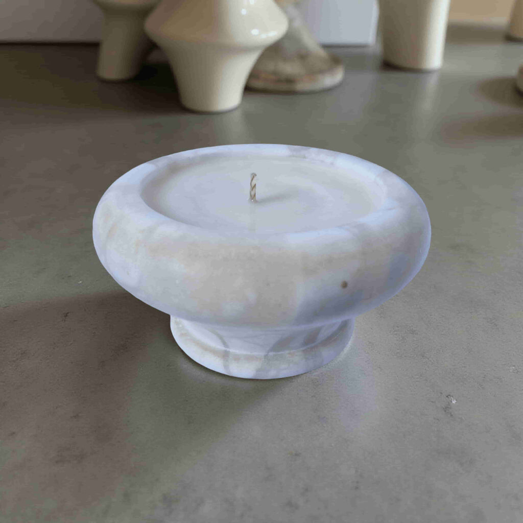 Repurposed Stone Trinket Dish Candle