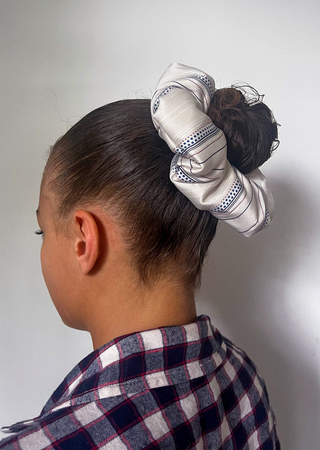 Oversized Striped Silk Scrunchie