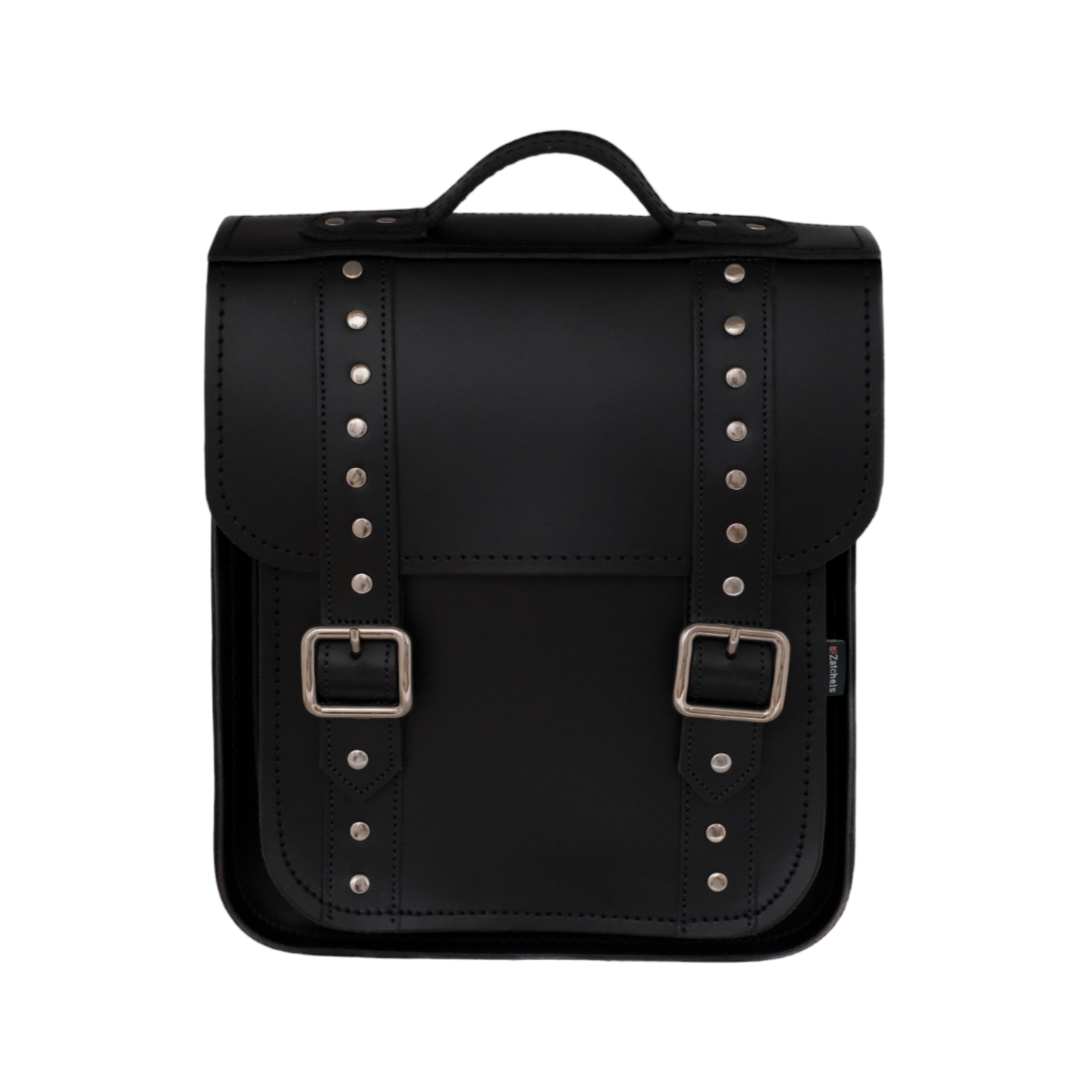 Handmade Leather City Backpack in Black Gothic Studded