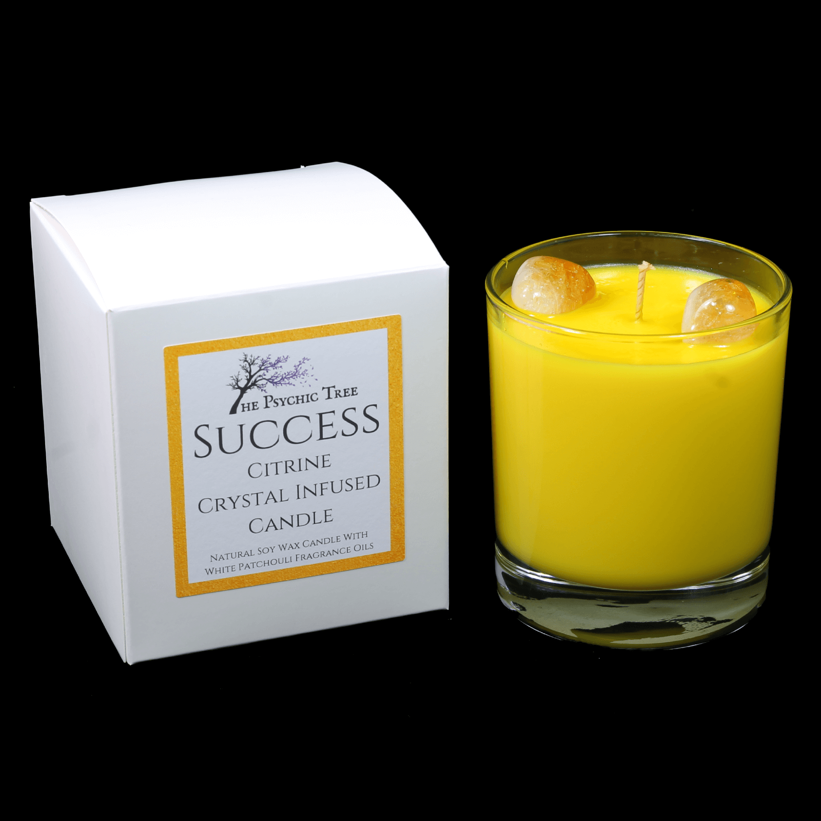 Success Crystal Infused Scented Candle with White Patchouli