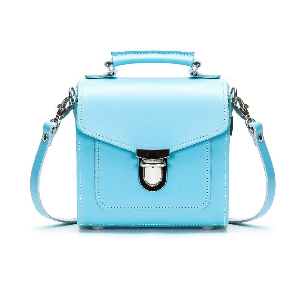 Handmade Leather Sugarcube Handbag in Pastel Baby Blue