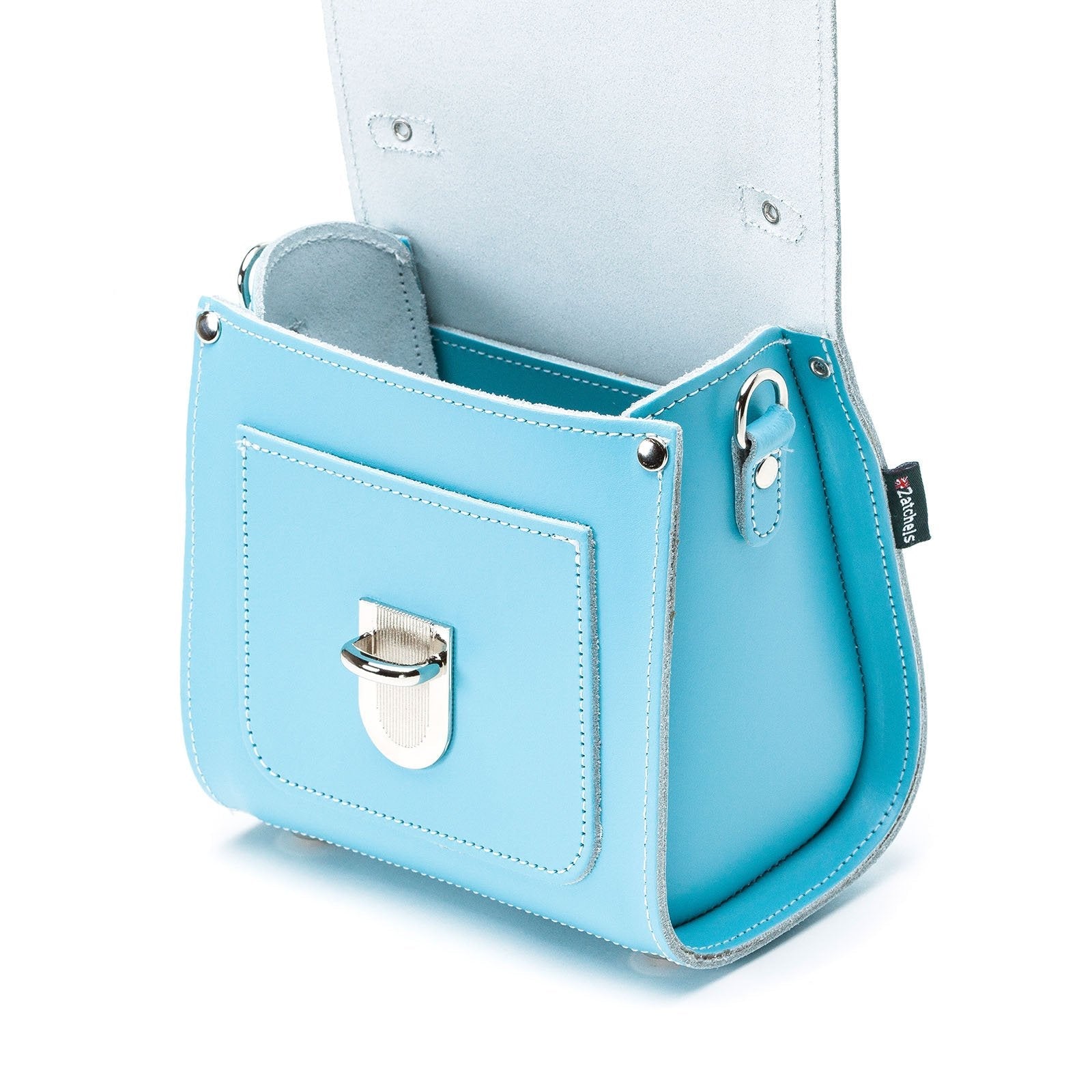 Handmade Leather Sugarcube Handbag in Pastel Baby Blue