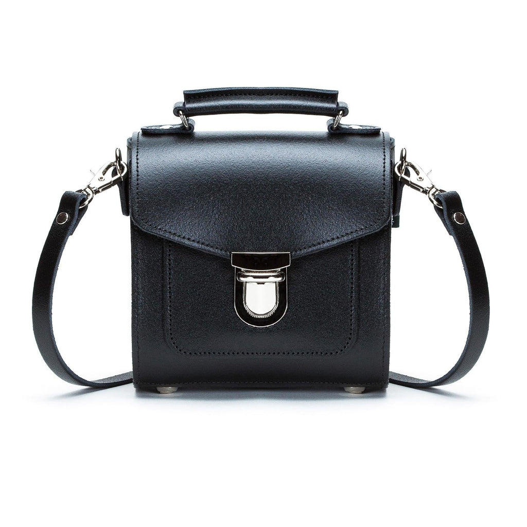 Handmade Black Leather Sugarcube Handbag