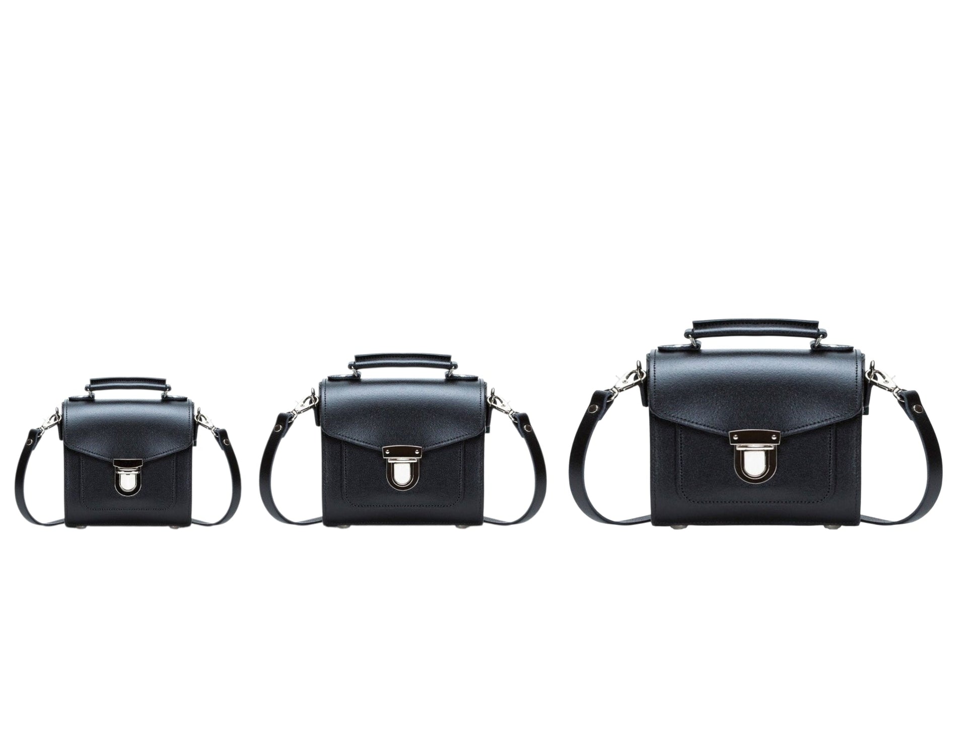 Handmade Black Leather Sugarcube Handbag