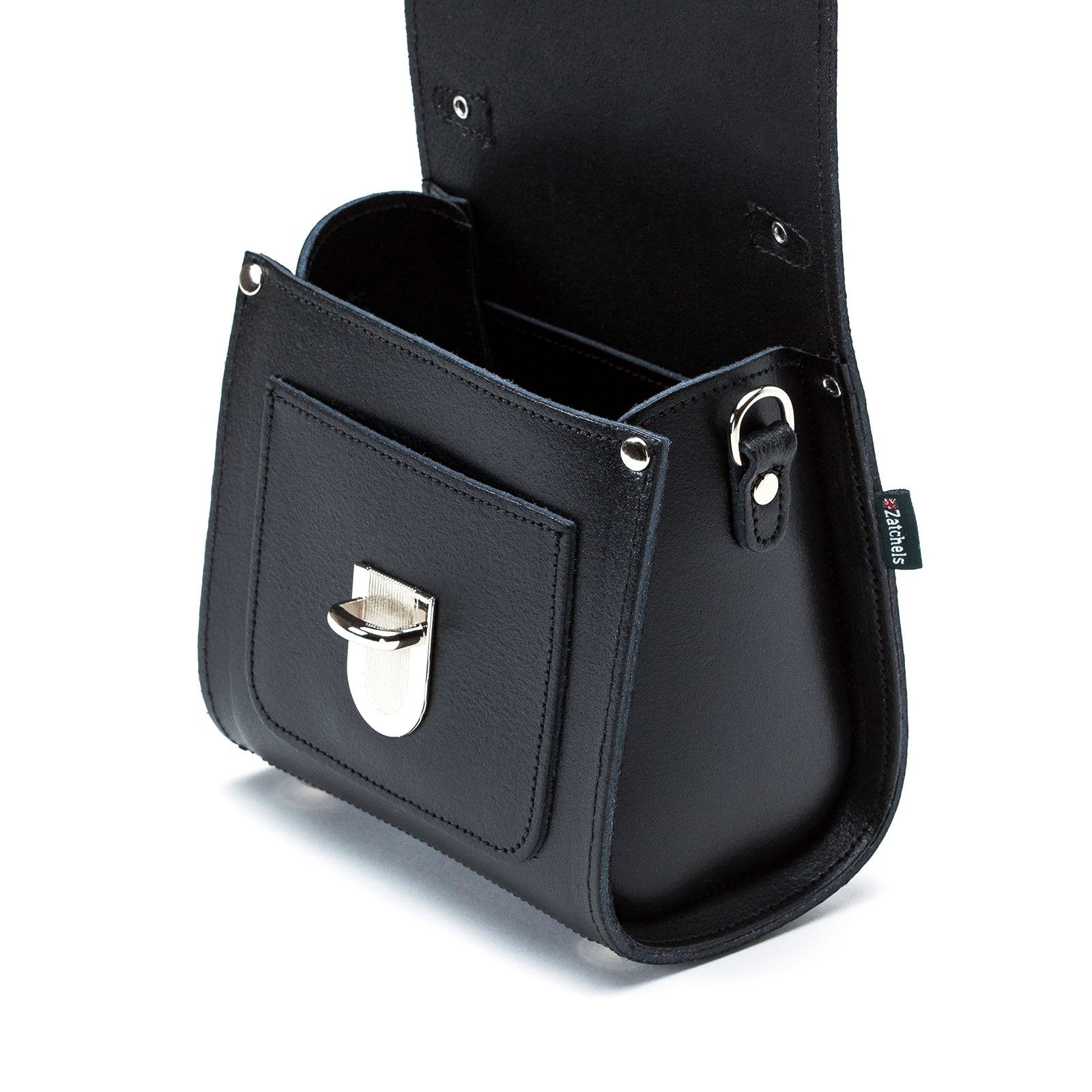 Handmade Black Leather Sugarcube Handbag