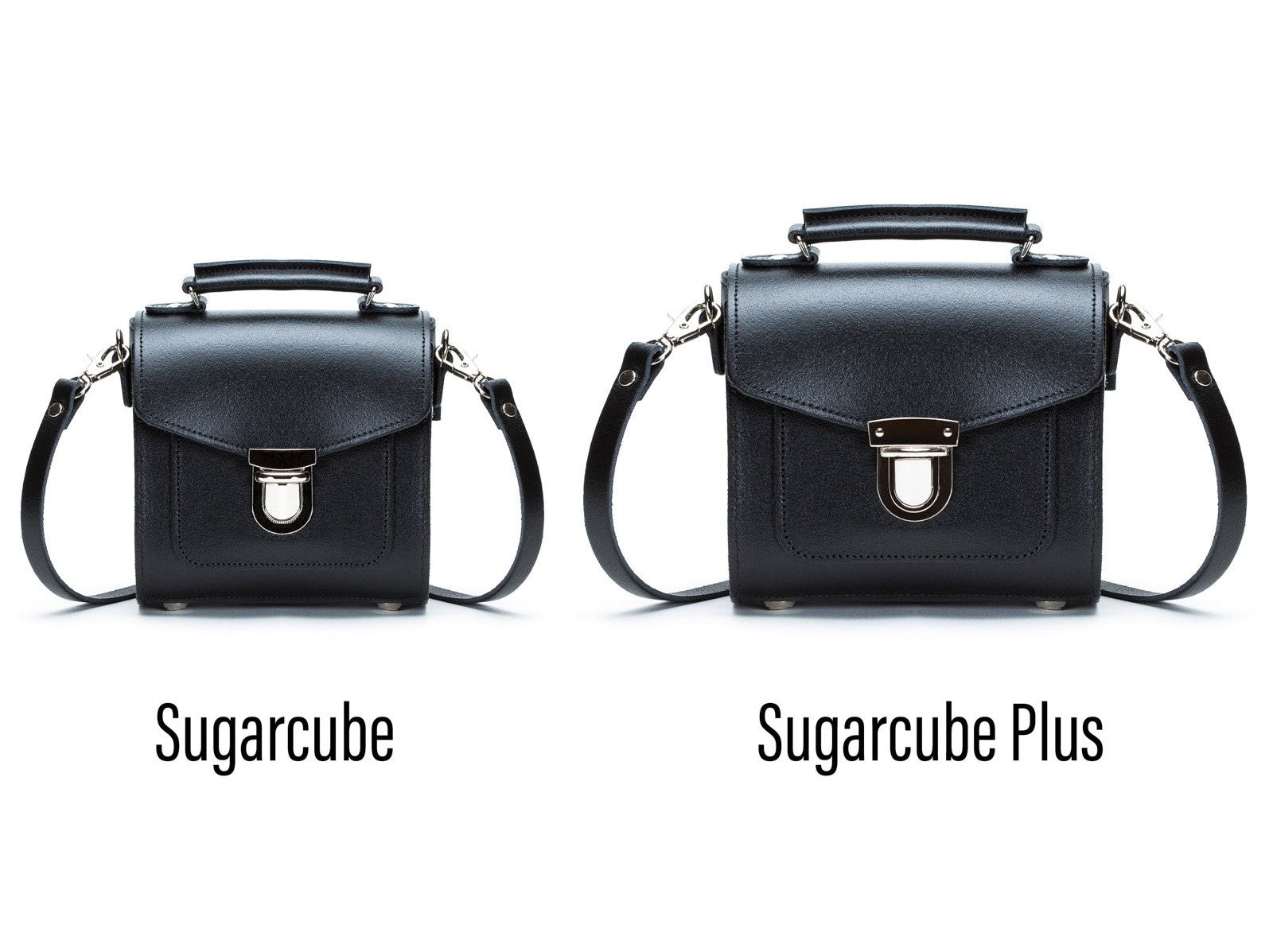 Handmade Black Leather Sugarcube Handbag