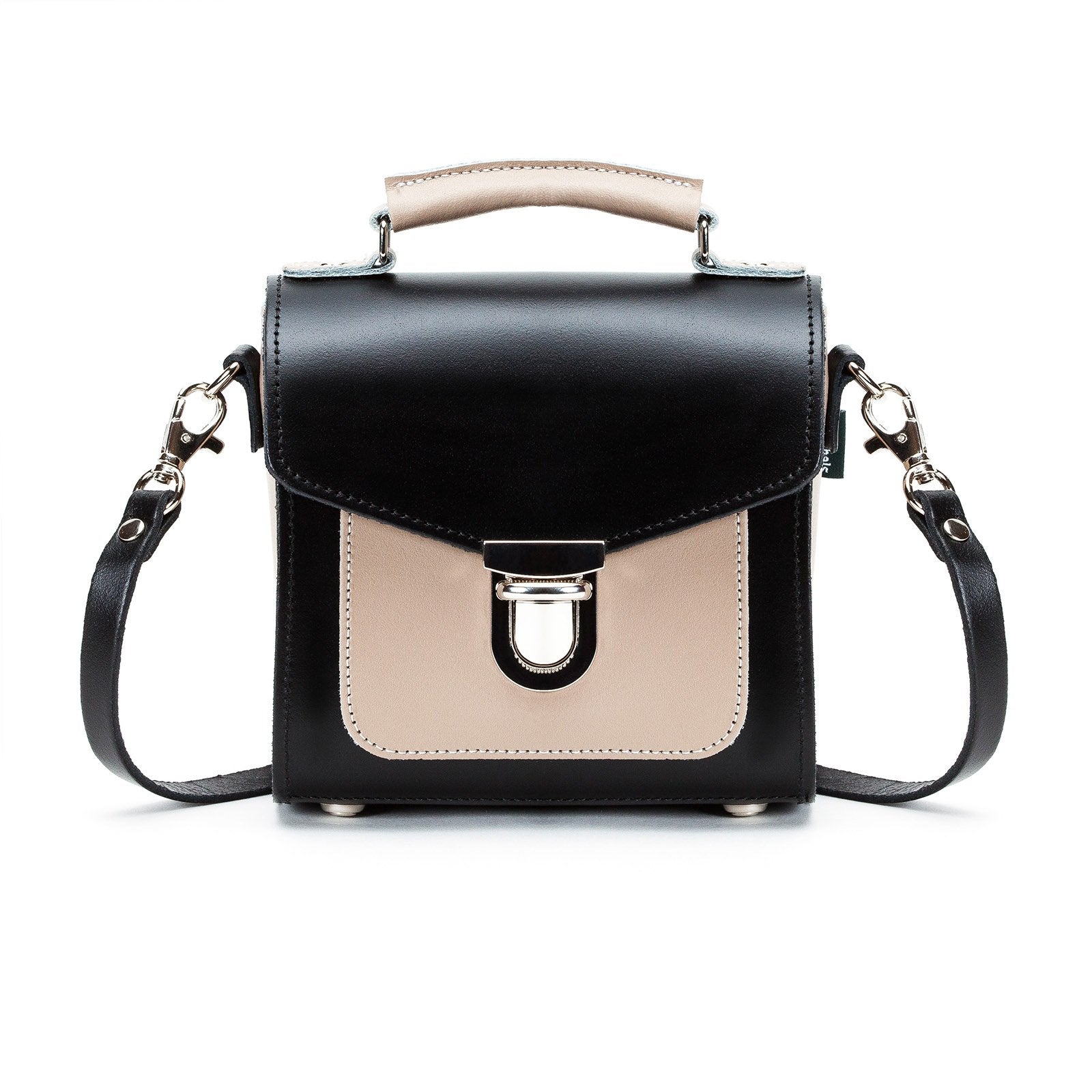 Handmade Leather Sugarcube Handbag in Cafe Noir