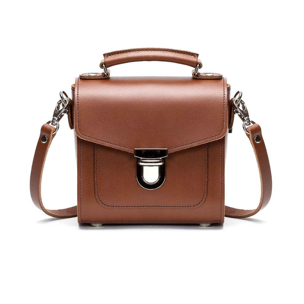 Handmade Leather Sugarcube Handbag in Chestnut