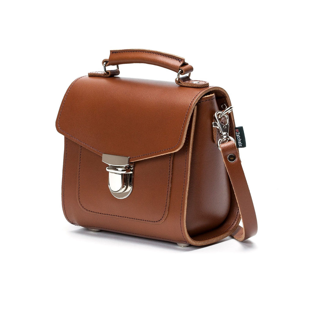 Handmade Leather Sugarcube Handbag in Chestnut