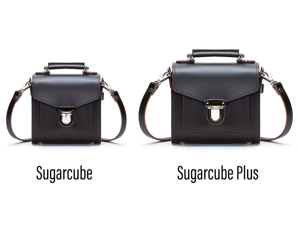 Dark Brown Leather Sugarcube Handbag, Handmade in England