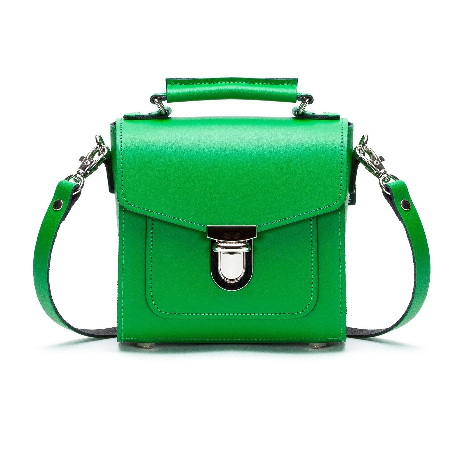 Handmade Leather Sugarcube Handbag in Green