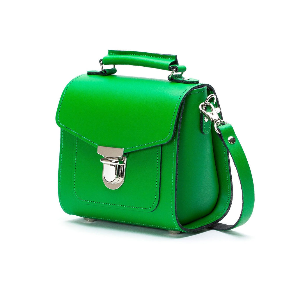 Handmade Leather Sugarcube Handbag in Green