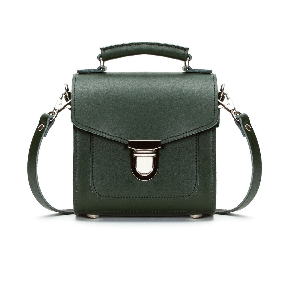 Handmade Leather Sugarcube Handbag in Ivy Green