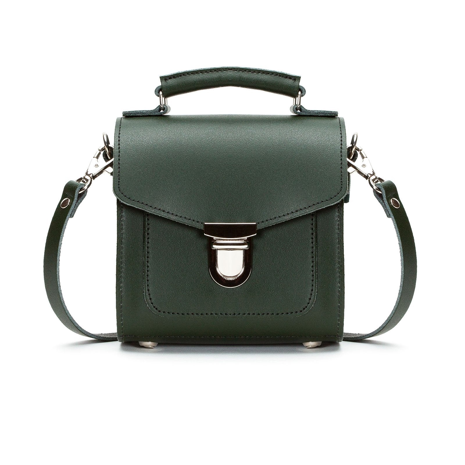 Handmade Leather Sugarcube Handbag in Ivy Green