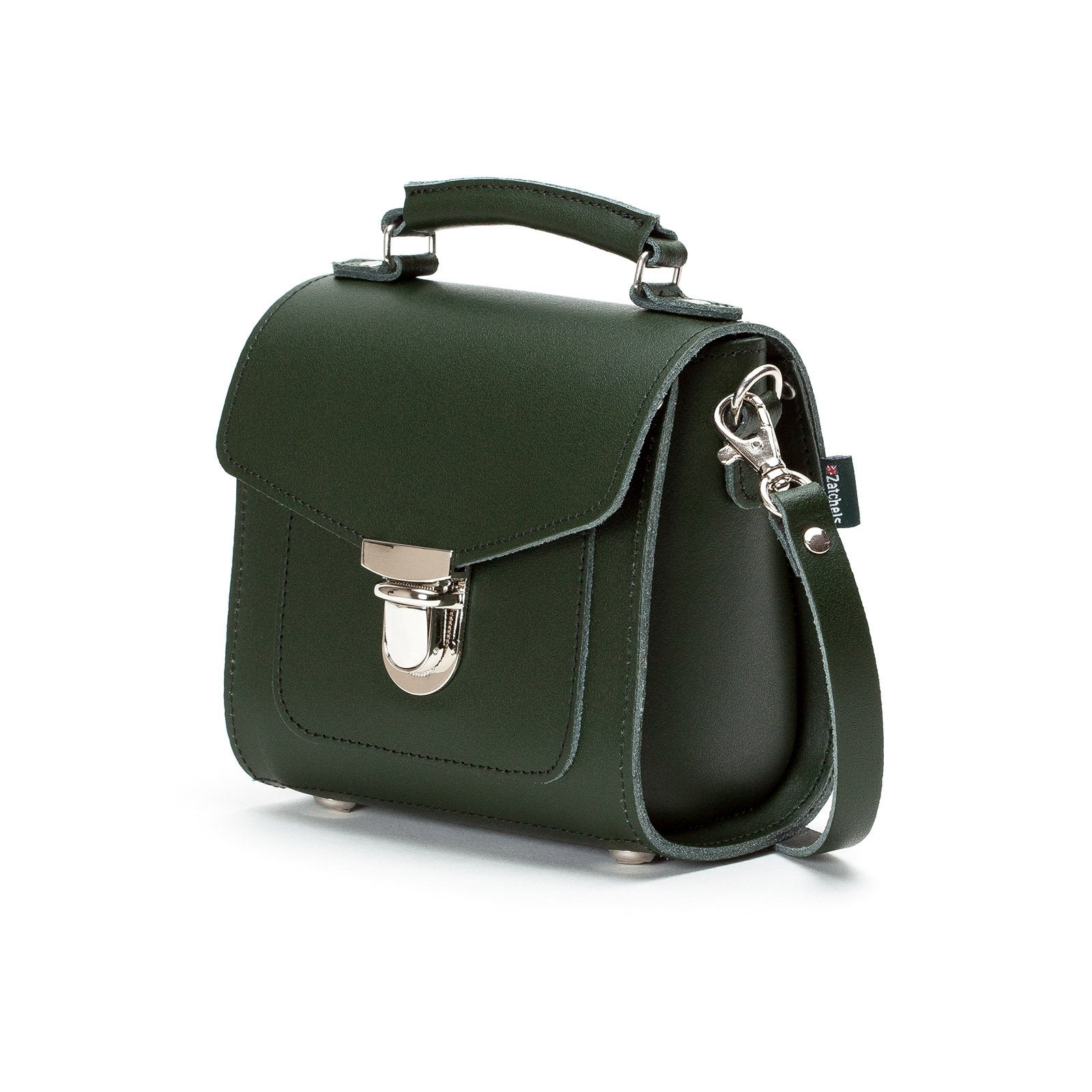 Handmade Leather Sugarcube Handbag in Ivy Green