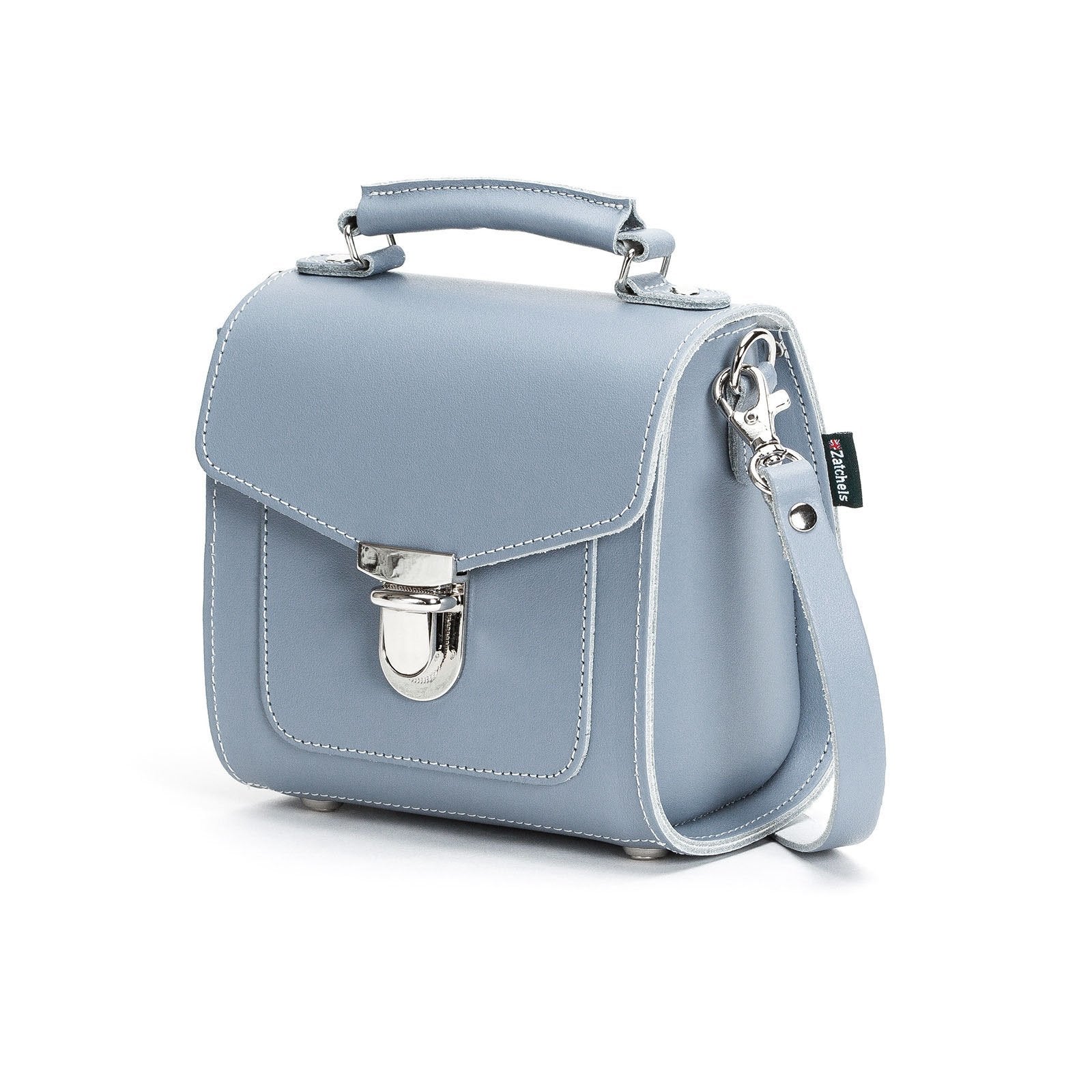 Handmade Leather Sugarcube Handbag in Lilac Grey