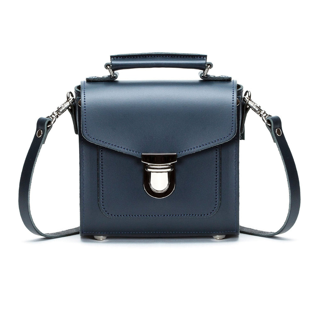 Navy Handmade Leather Sugarcube Handbag
