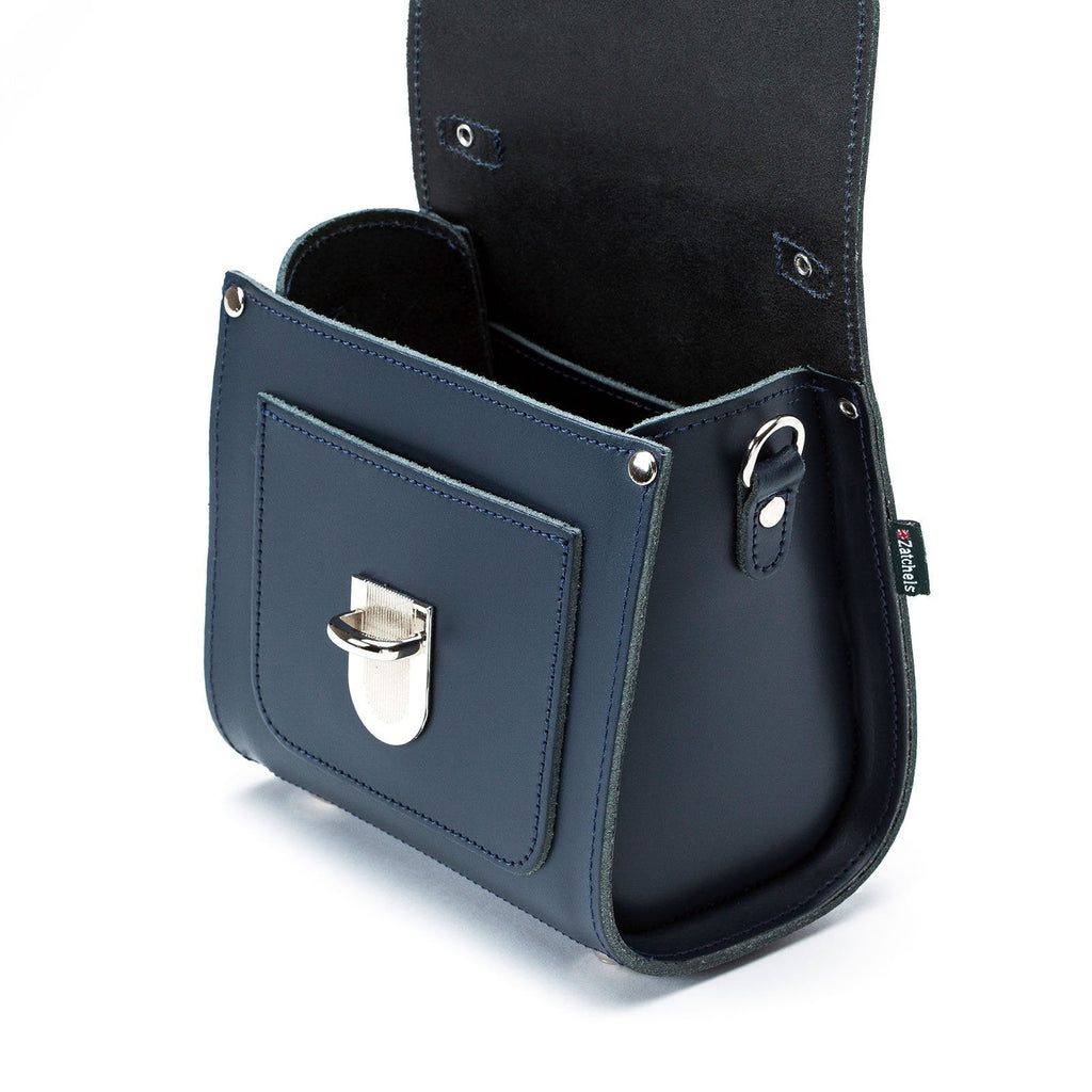 Navy Handmade Leather Sugarcube Handbag