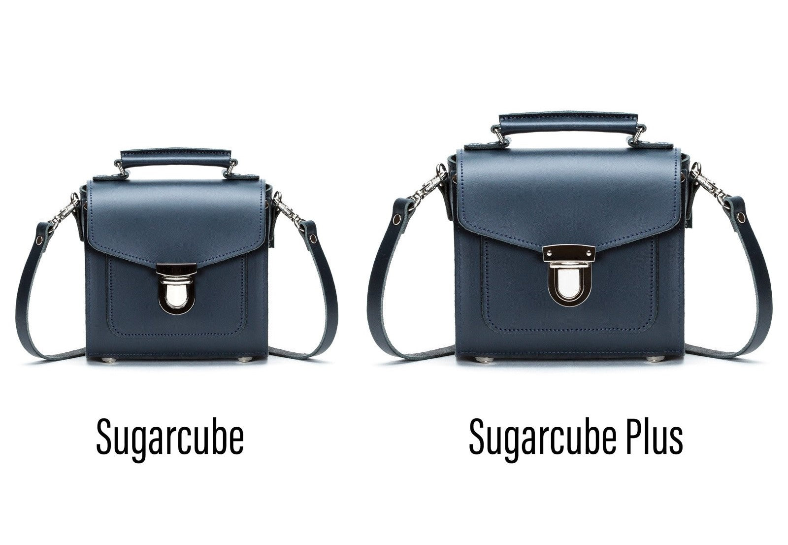 Navy Handmade Leather Sugarcube Handbag