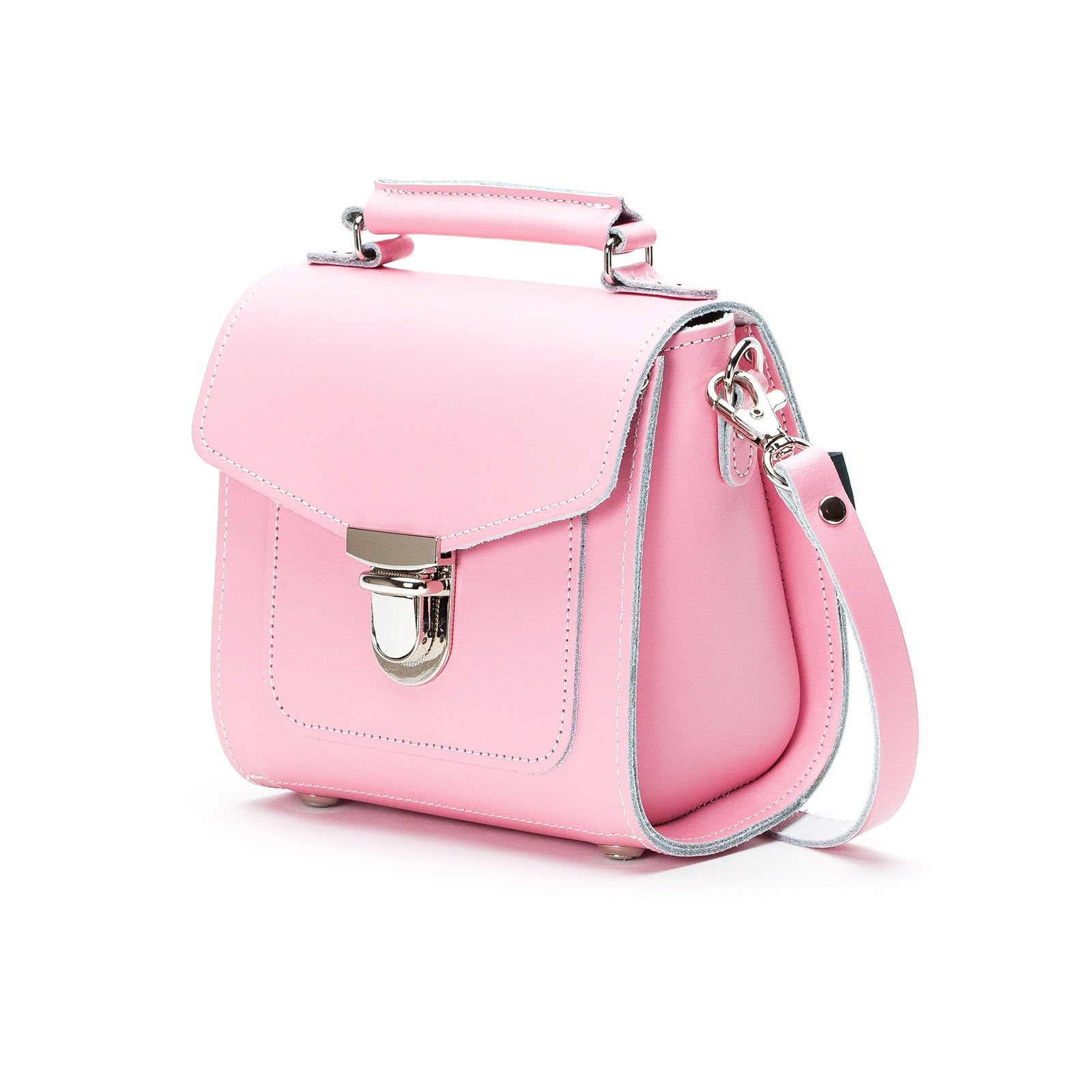 Handmade Leather Sugarcube Handbag in Pastel Pink