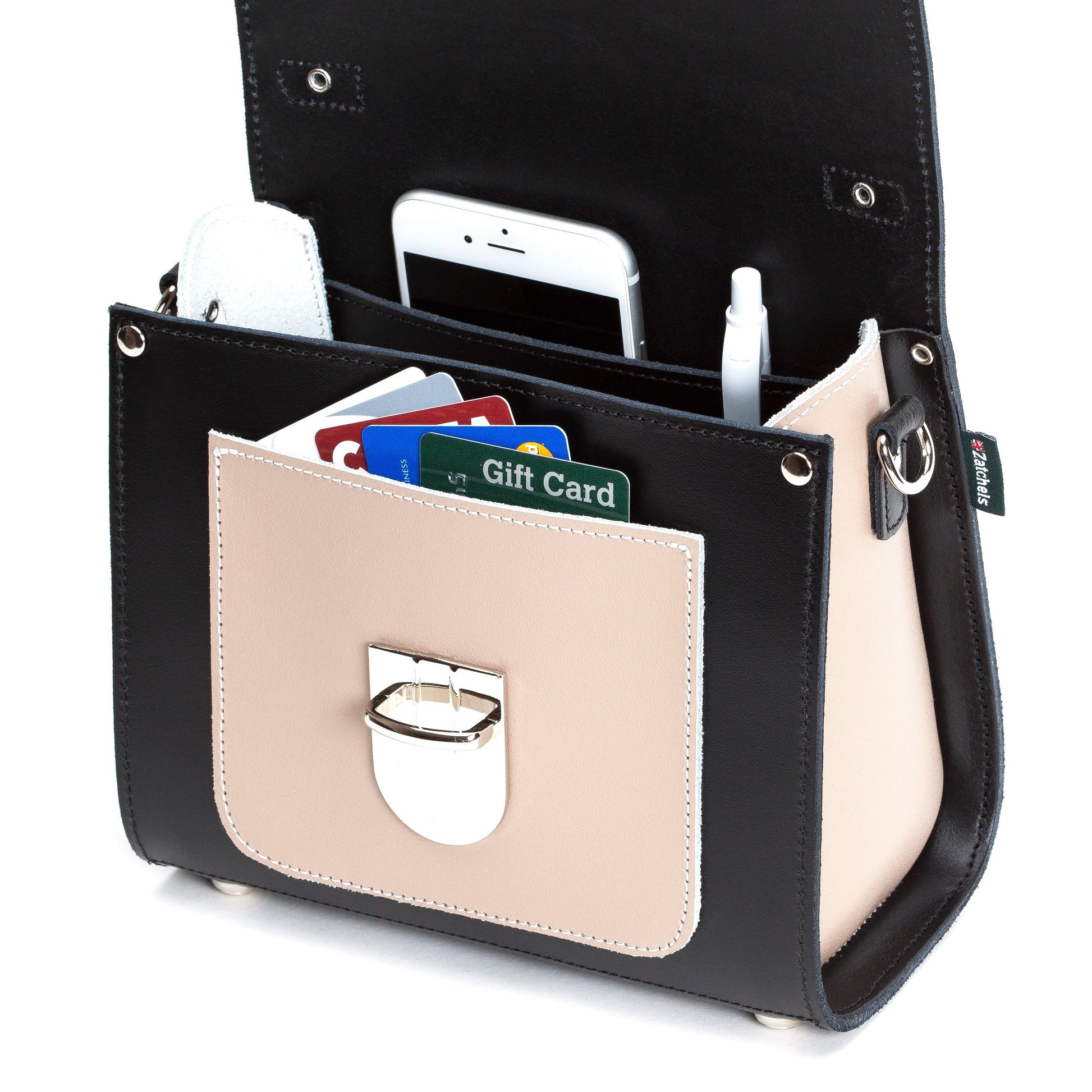 Handmade Leather Sugarcube Handbag in Cafe Noir