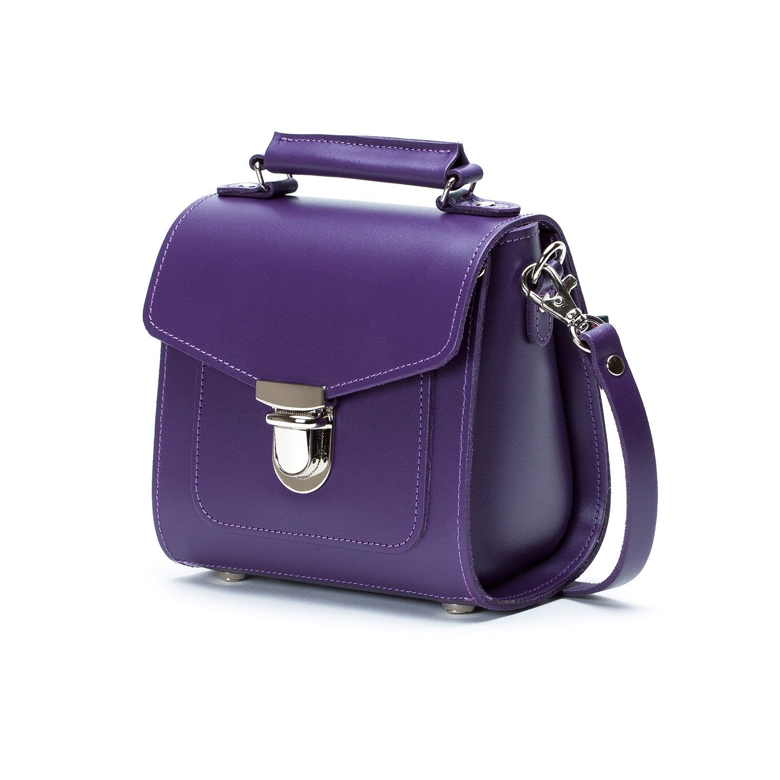 Purple Leather Sugarcube Handbag, Handmade in England