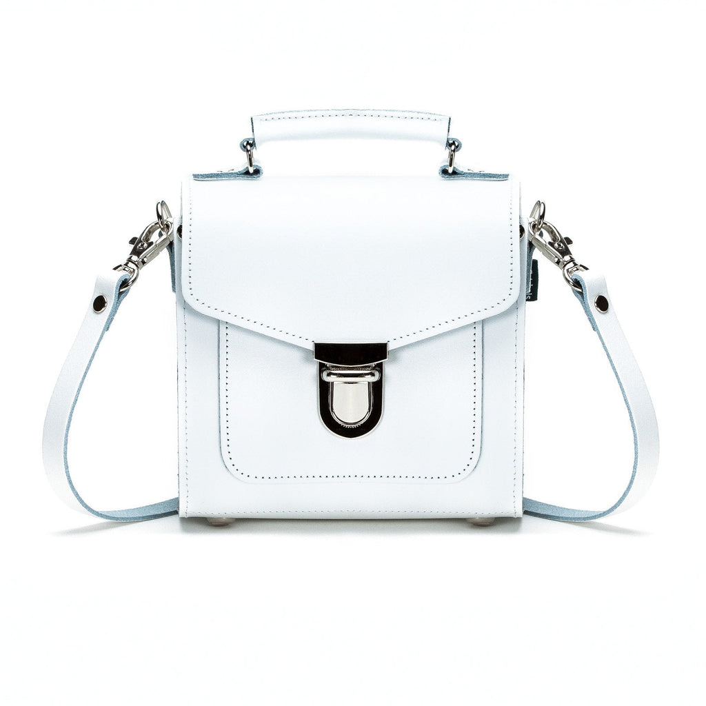 White Handmade Leather Sugarcube Handbag