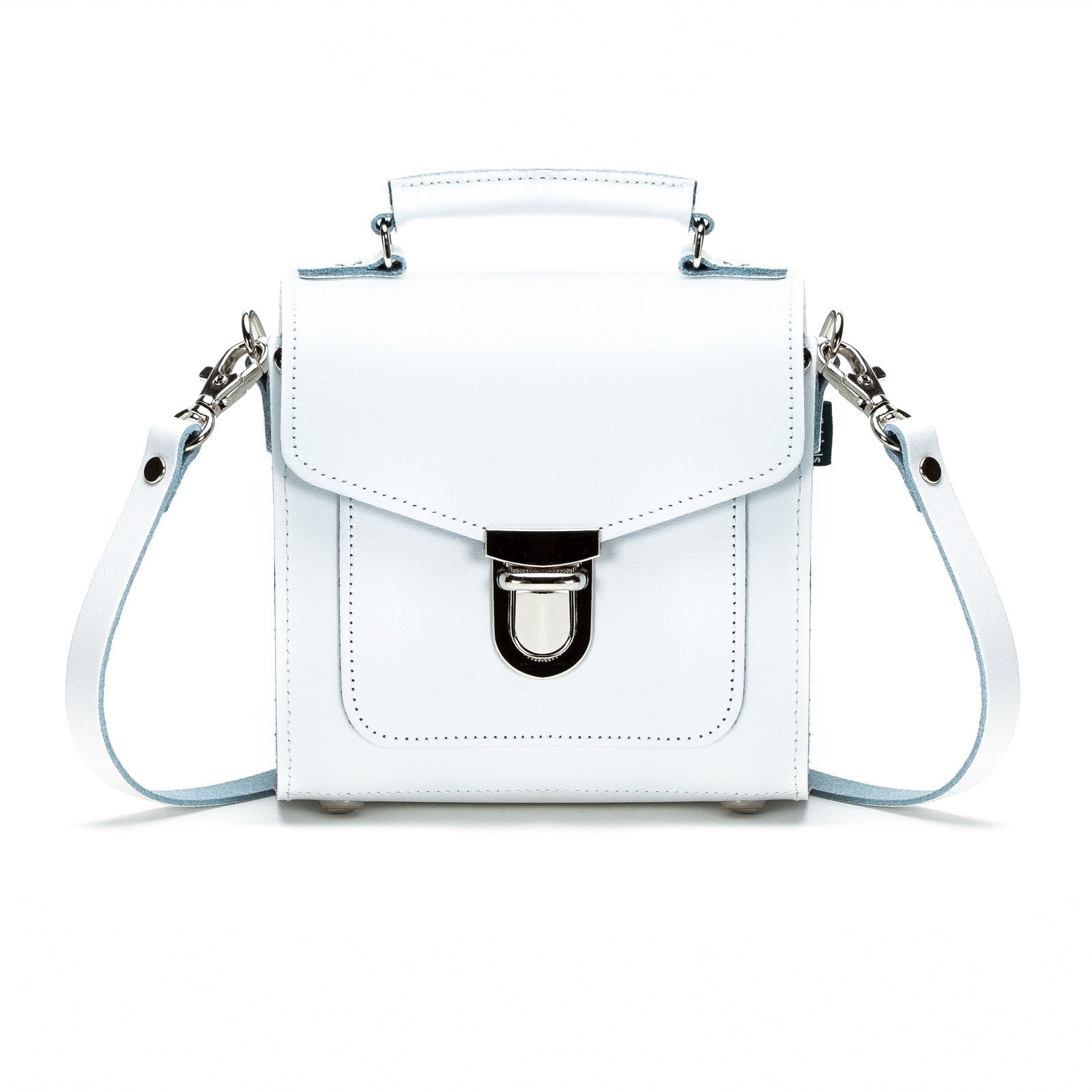White Handmade Leather Sugarcube Handbag