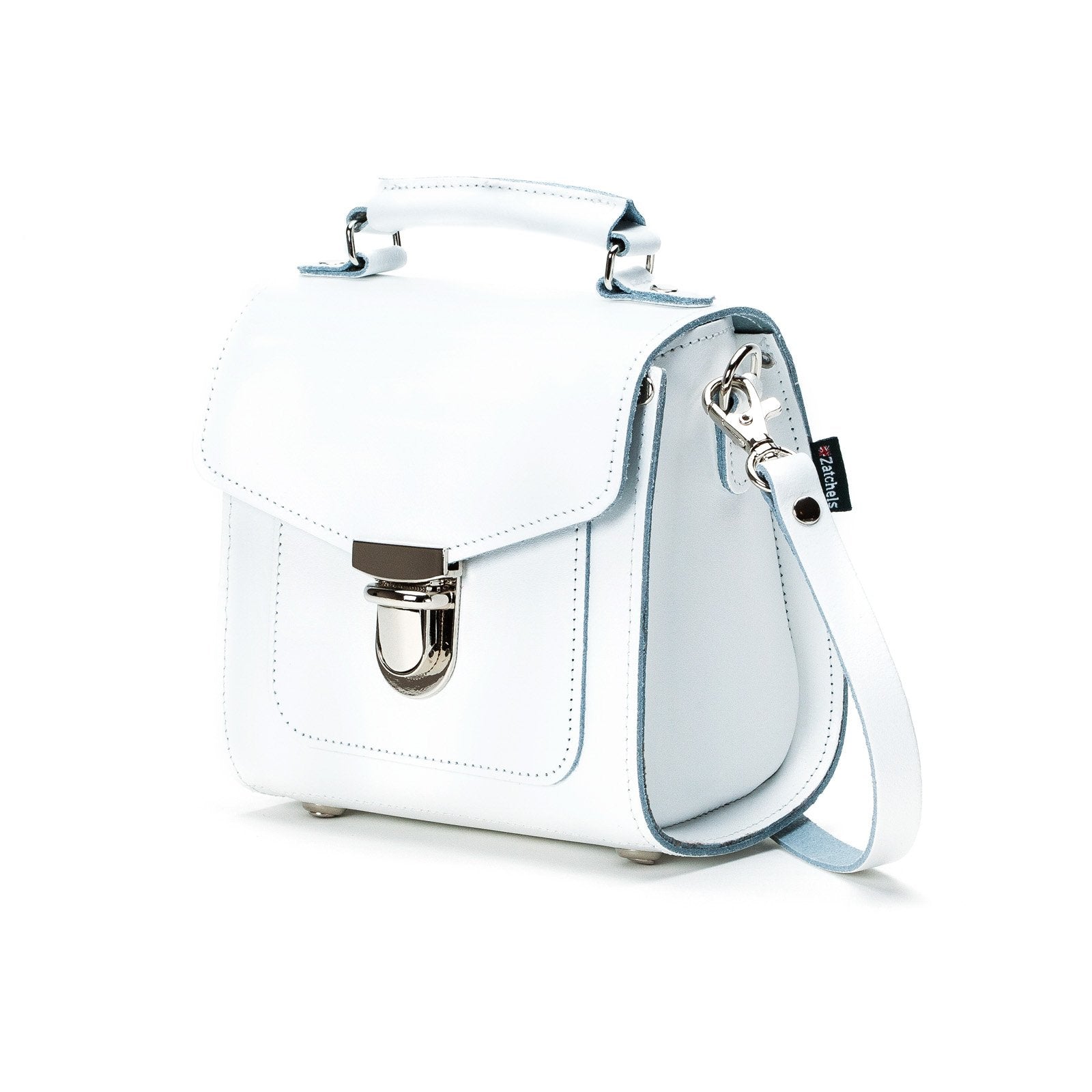White Handmade Leather Sugarcube Handbag