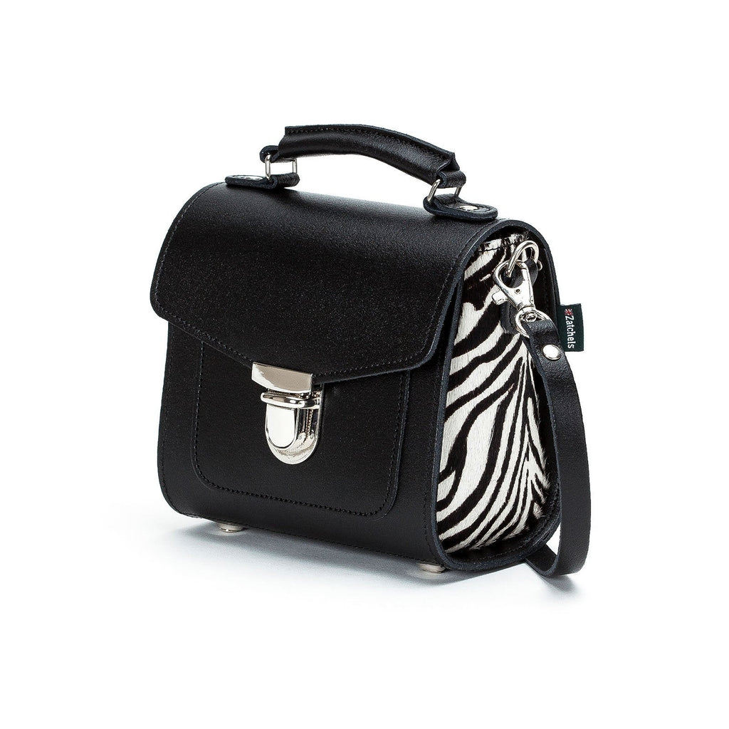 Handmade Leather Sugarcube Handbag in Zebra