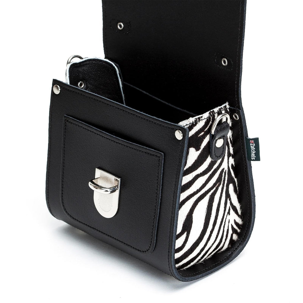 Handmade Leather Sugarcube Handbag in Zebra