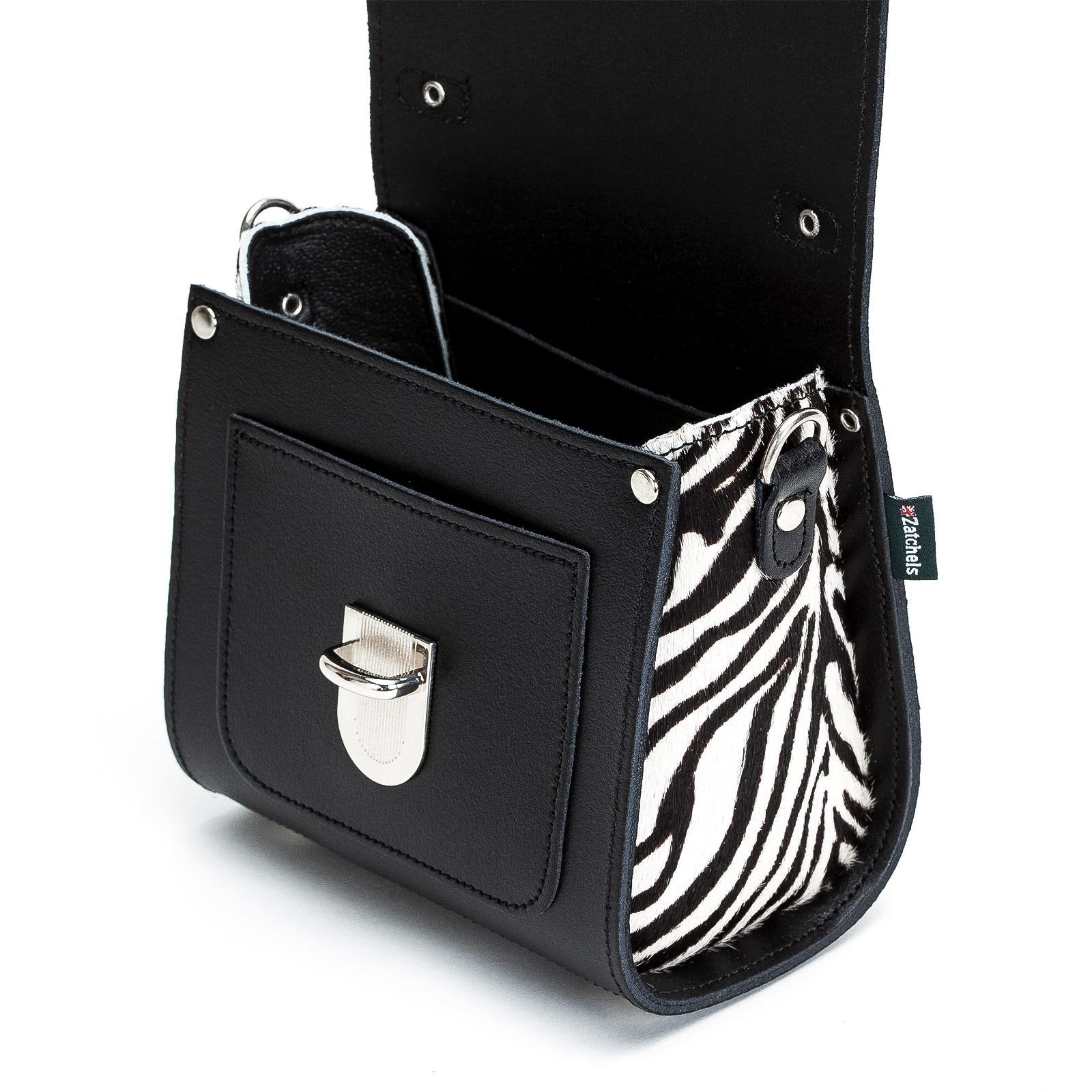 Handmade Leather Sugarcube Handbag in Zebra