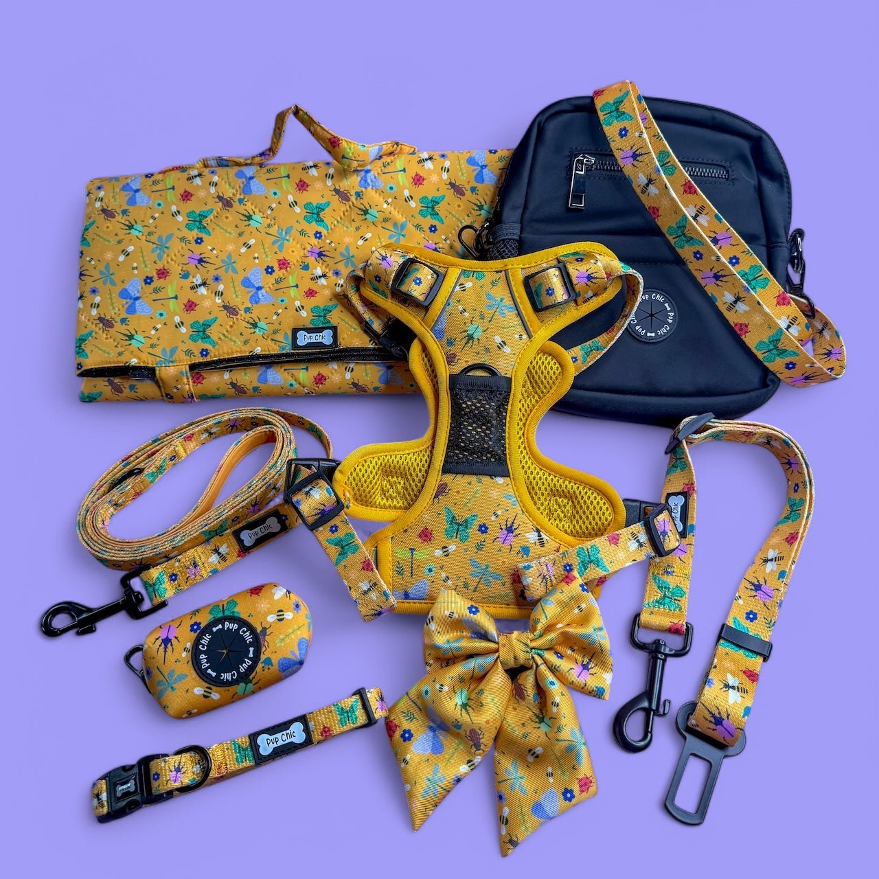 Summer Buzzin Poo Bag Holder in Mustard Yellow