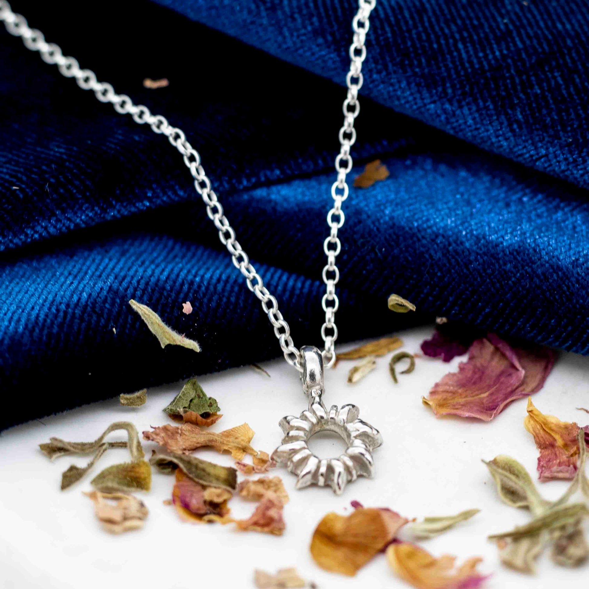 Silver Sunflower Talisman Necklace