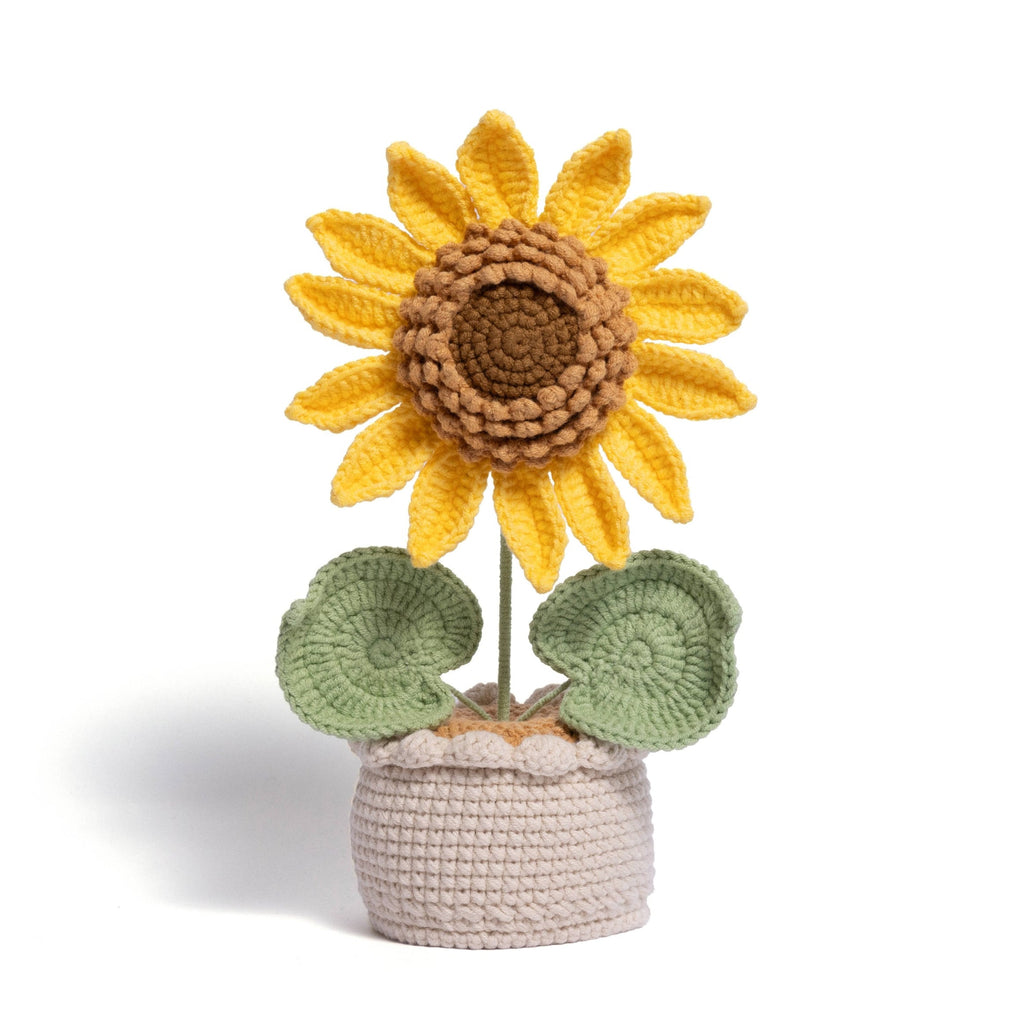 Handcrafted Crocheted Sunflower Plant in Decorative Pot