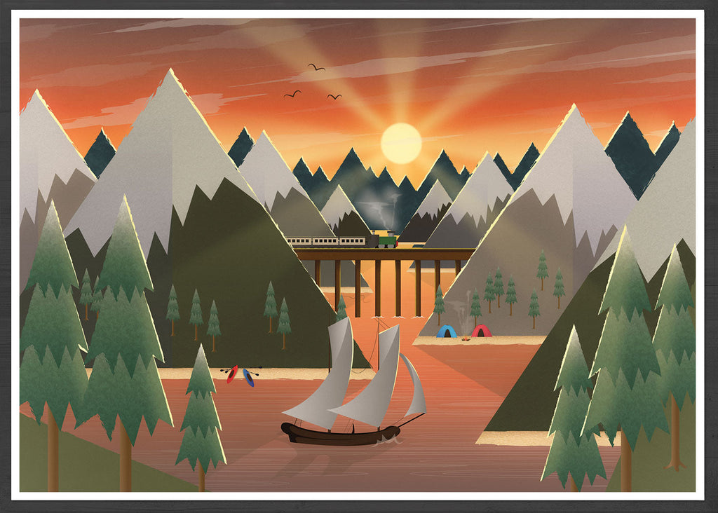Sunset Lake Kids Wall Art Print